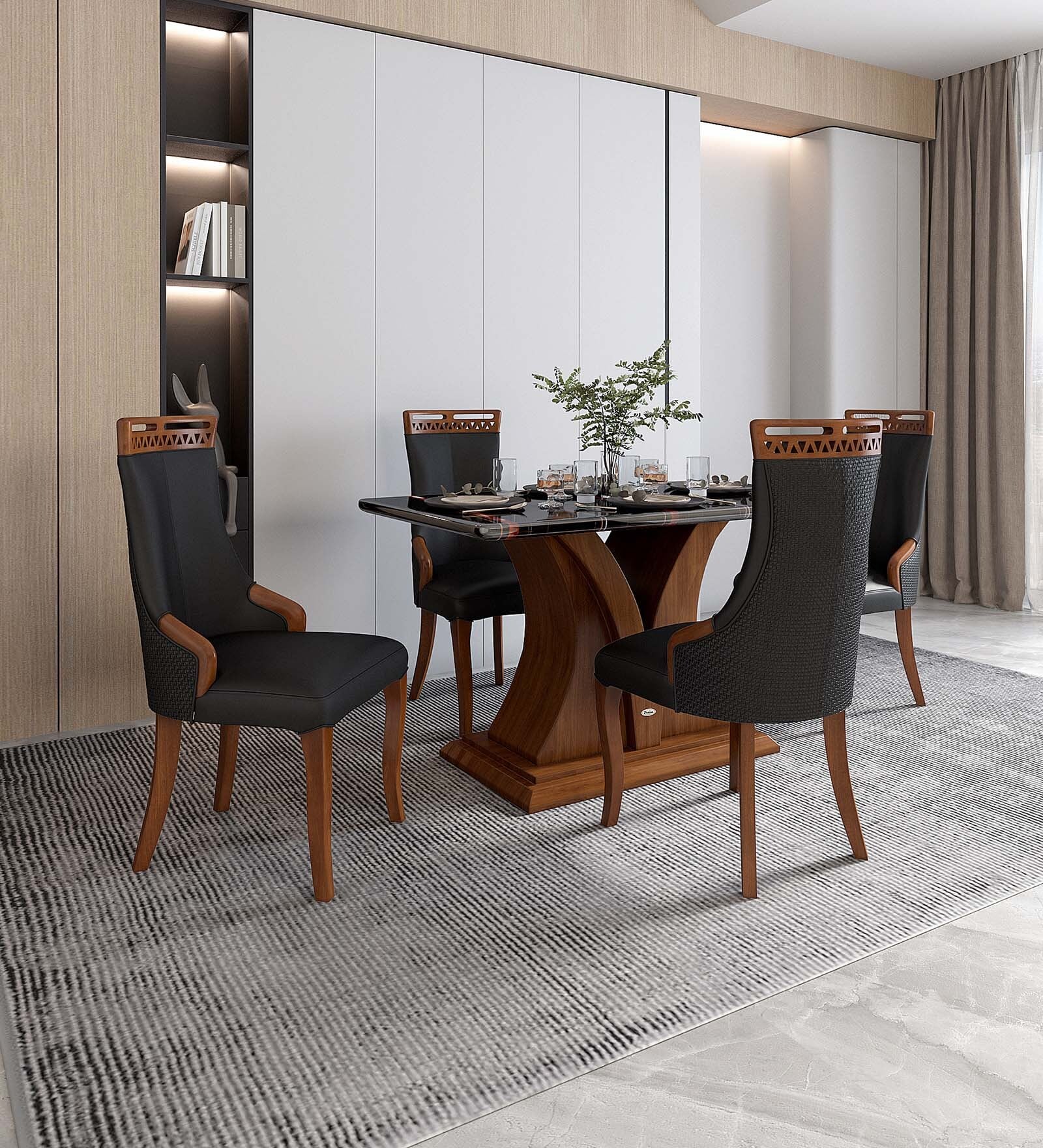 Cardinal 4 Seater Dining Set In Black Colour With Matte Finish Cardinal 4 Seater Dining Set In Black Colour With Matte Finish