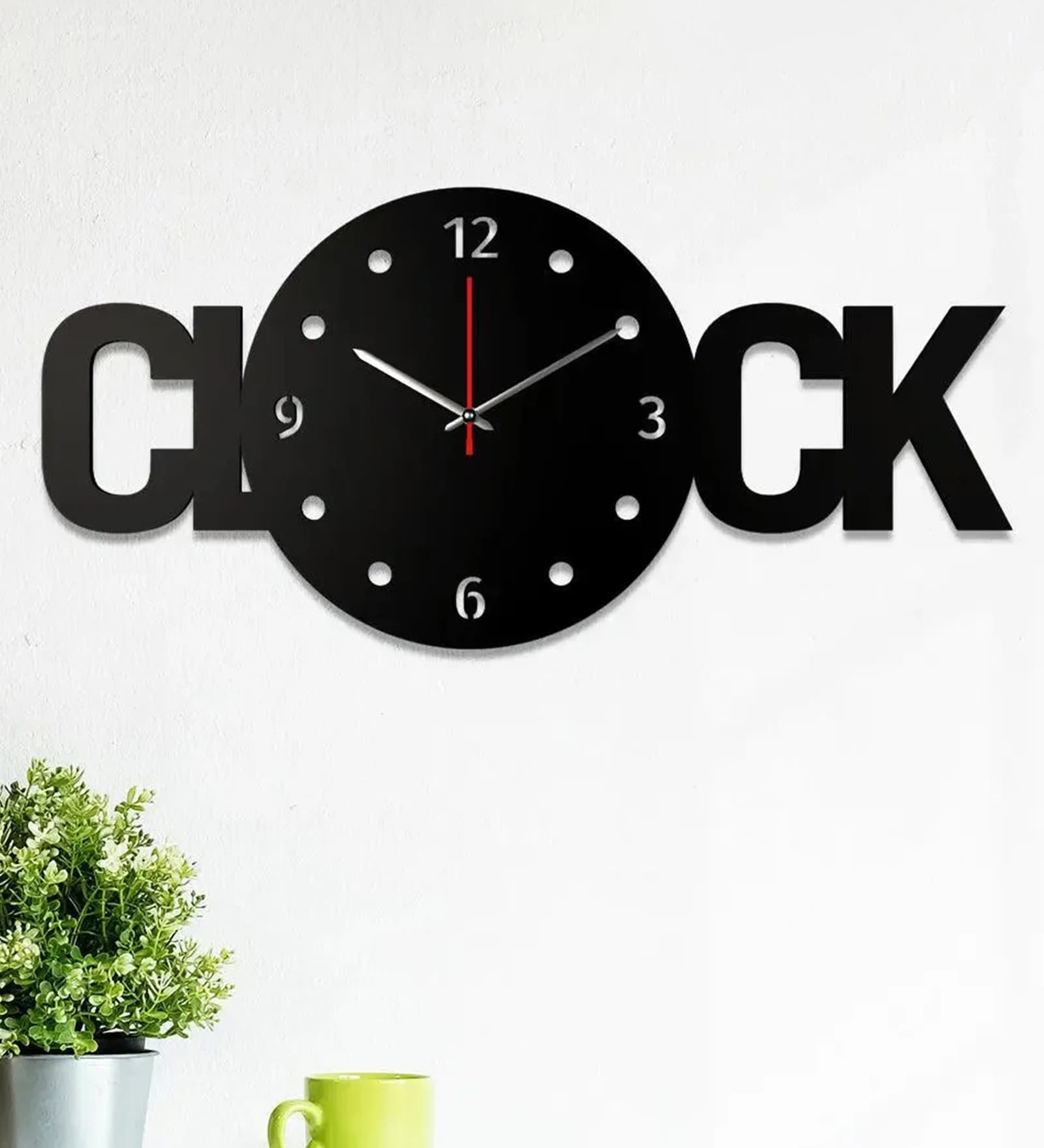 Carl Engineered Wood Black Wall Clock