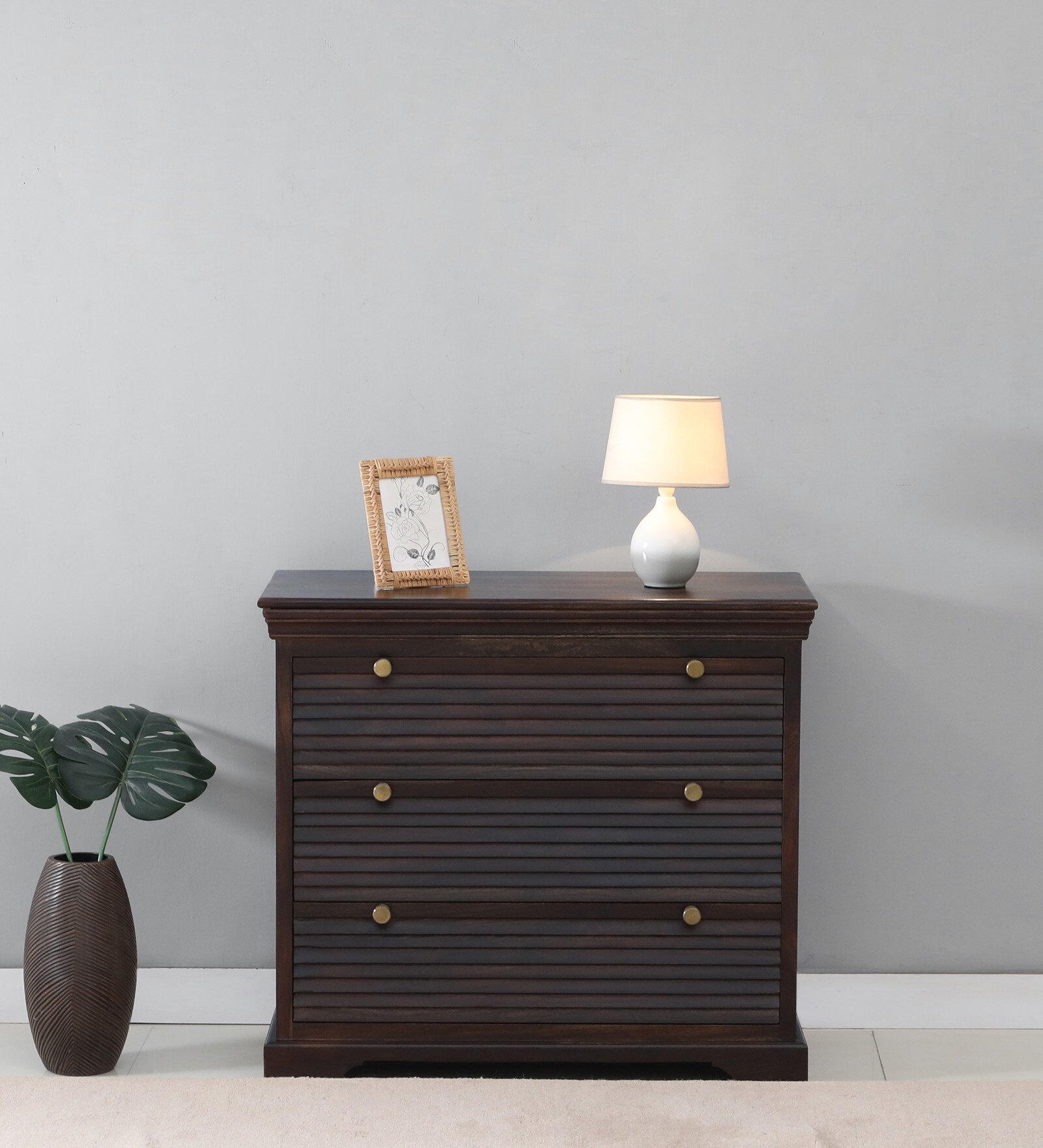 Carleson Sheesham Wood Chest Of Drawers In Scratch Resistant Warm Chestnut Finish