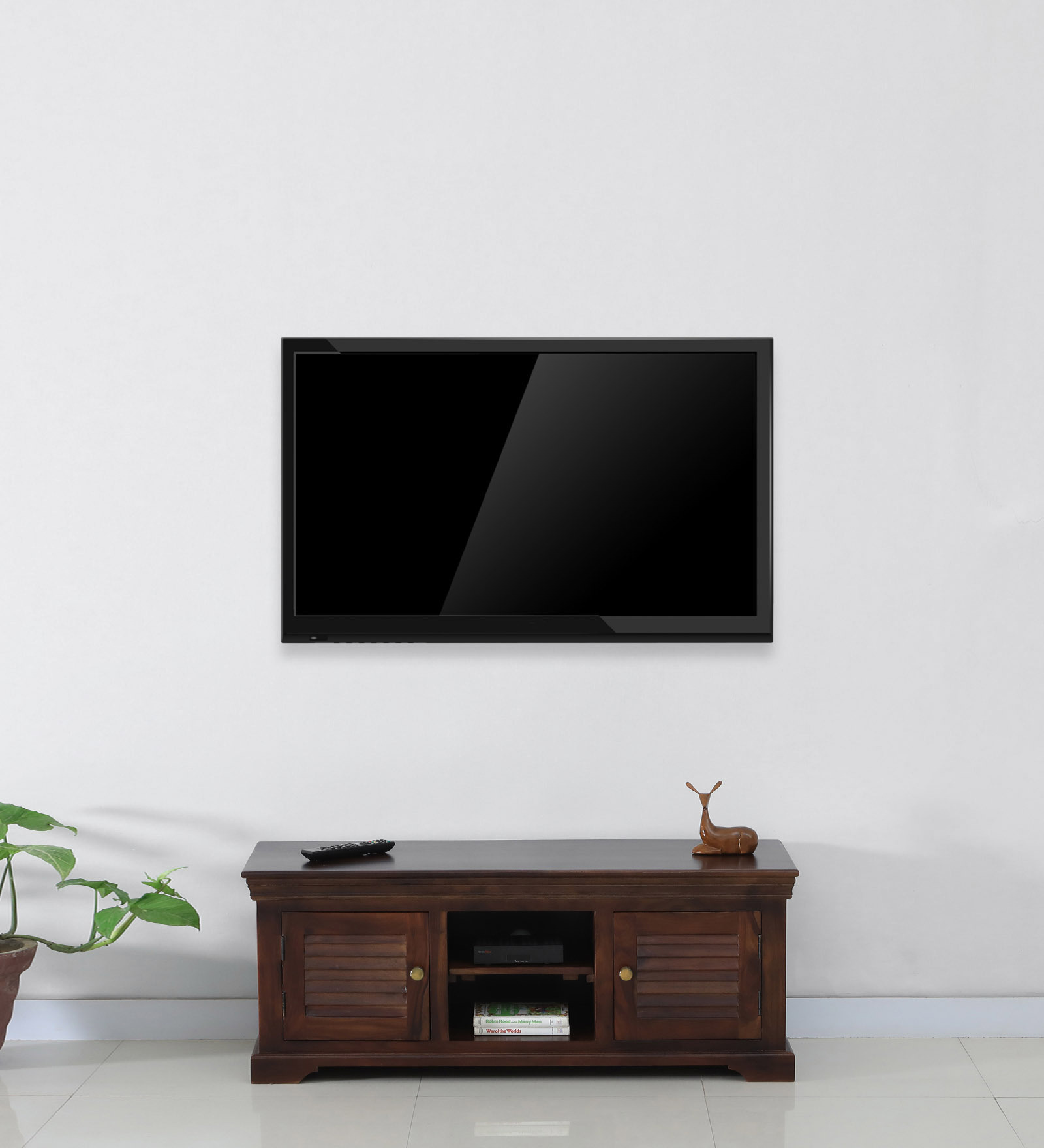 Carleson Sheesham Wood TV Console In Provincial Teak Finish For TVs Up To 43"