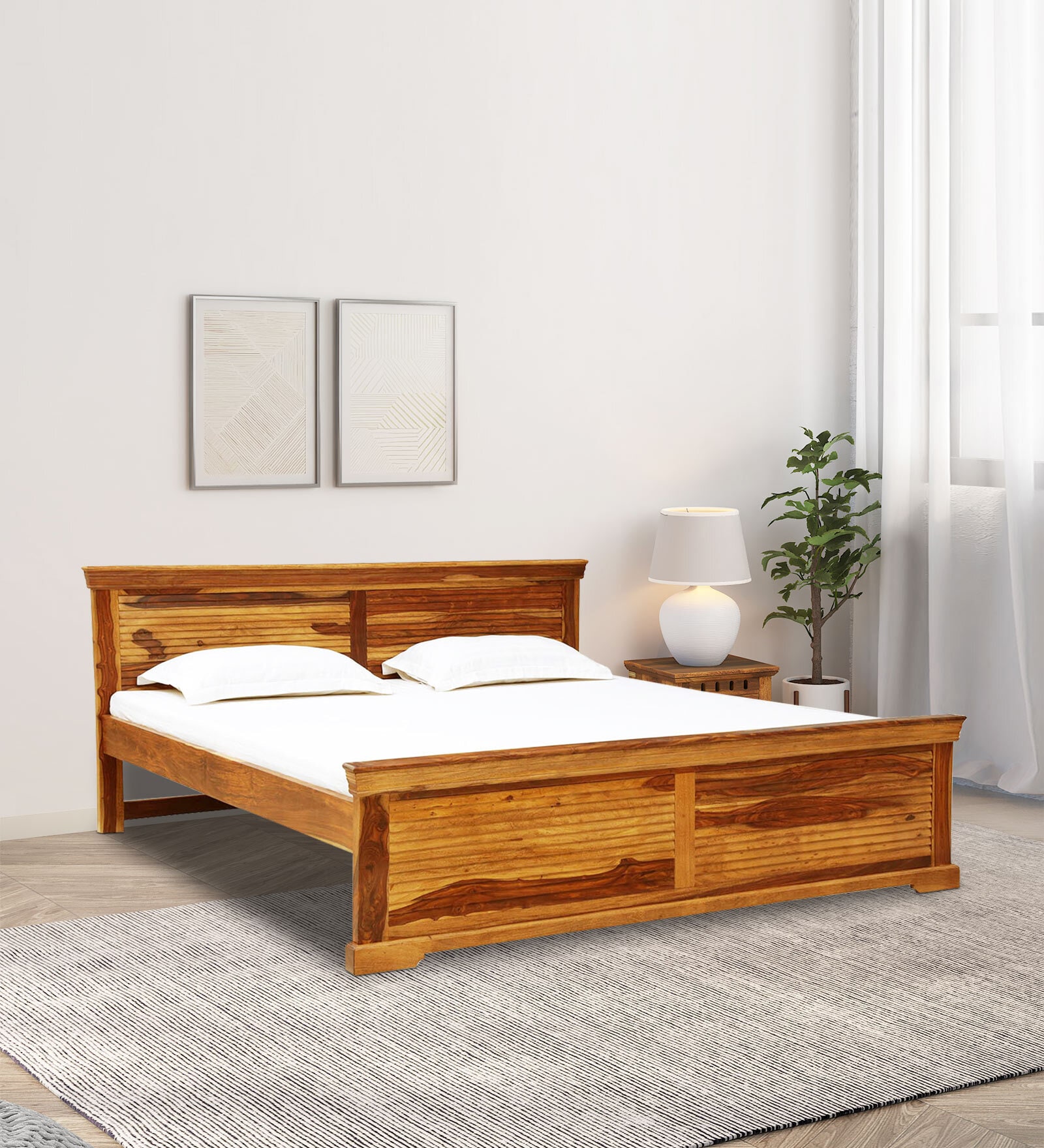 Buy Carleson Sheesham Wood King Size Bed In Rustic Teak Finish at 11% ...