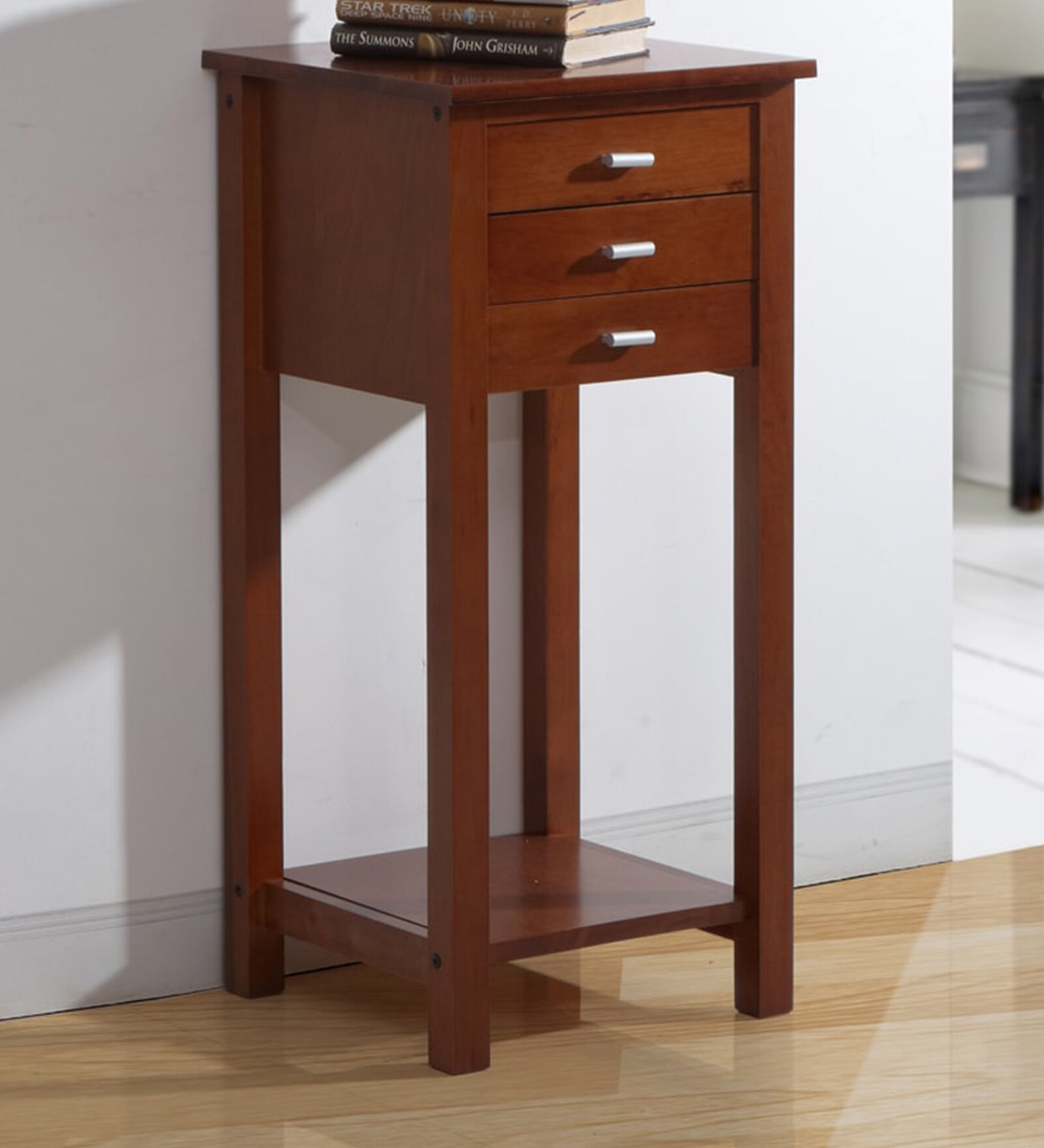 Buy Carlin Tall End Table cum Telephone stand in Walnut Finish by Evok ...