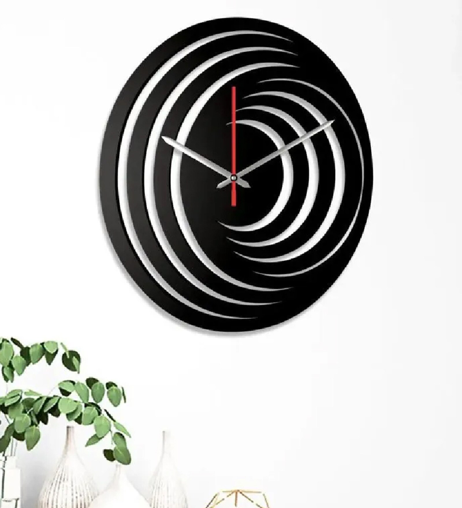 Carlos Engineered Wood Black Wall Clock