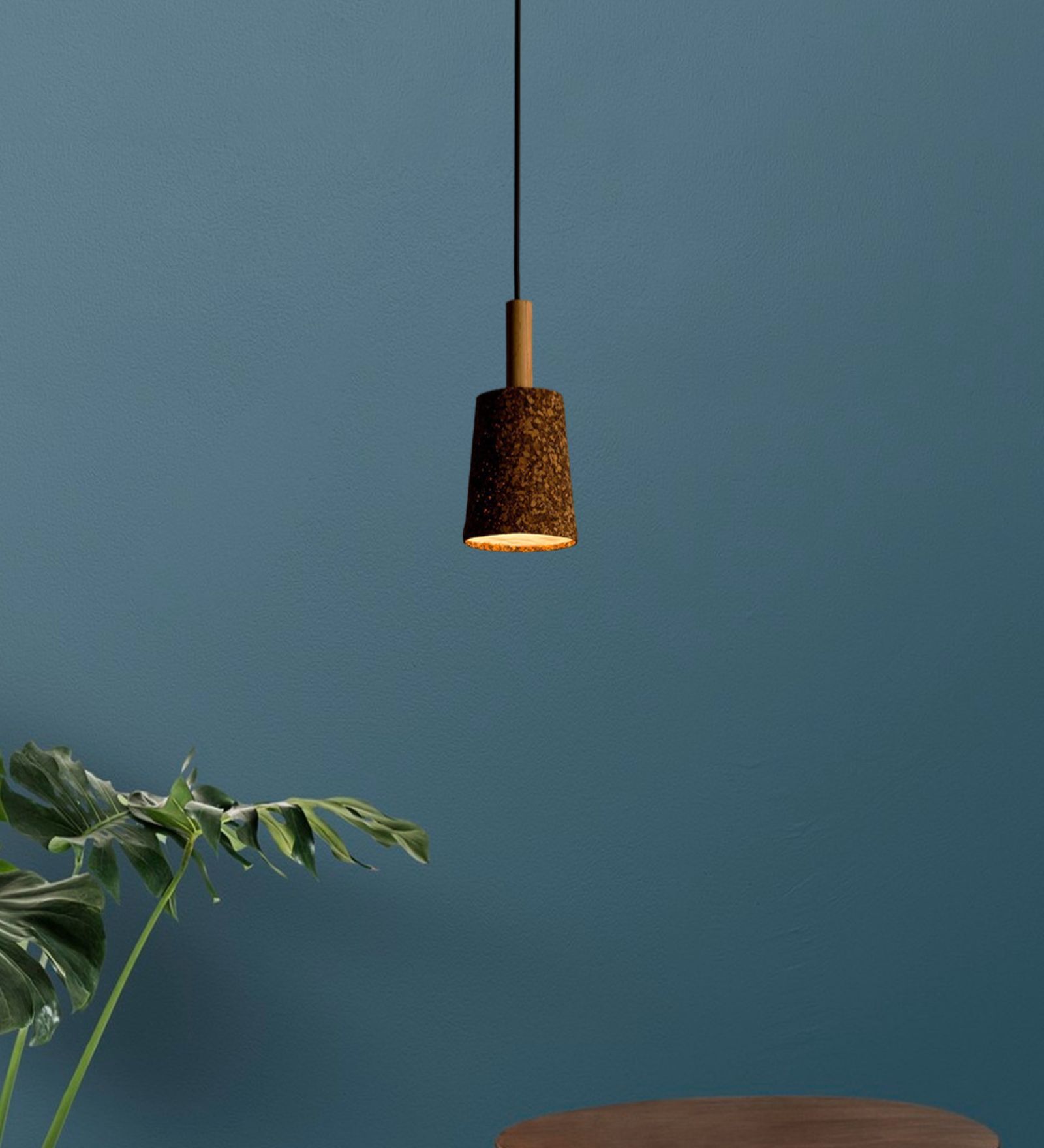 Carmel Dark Black  Stainless Steel & Cork Pendant Hanging Light