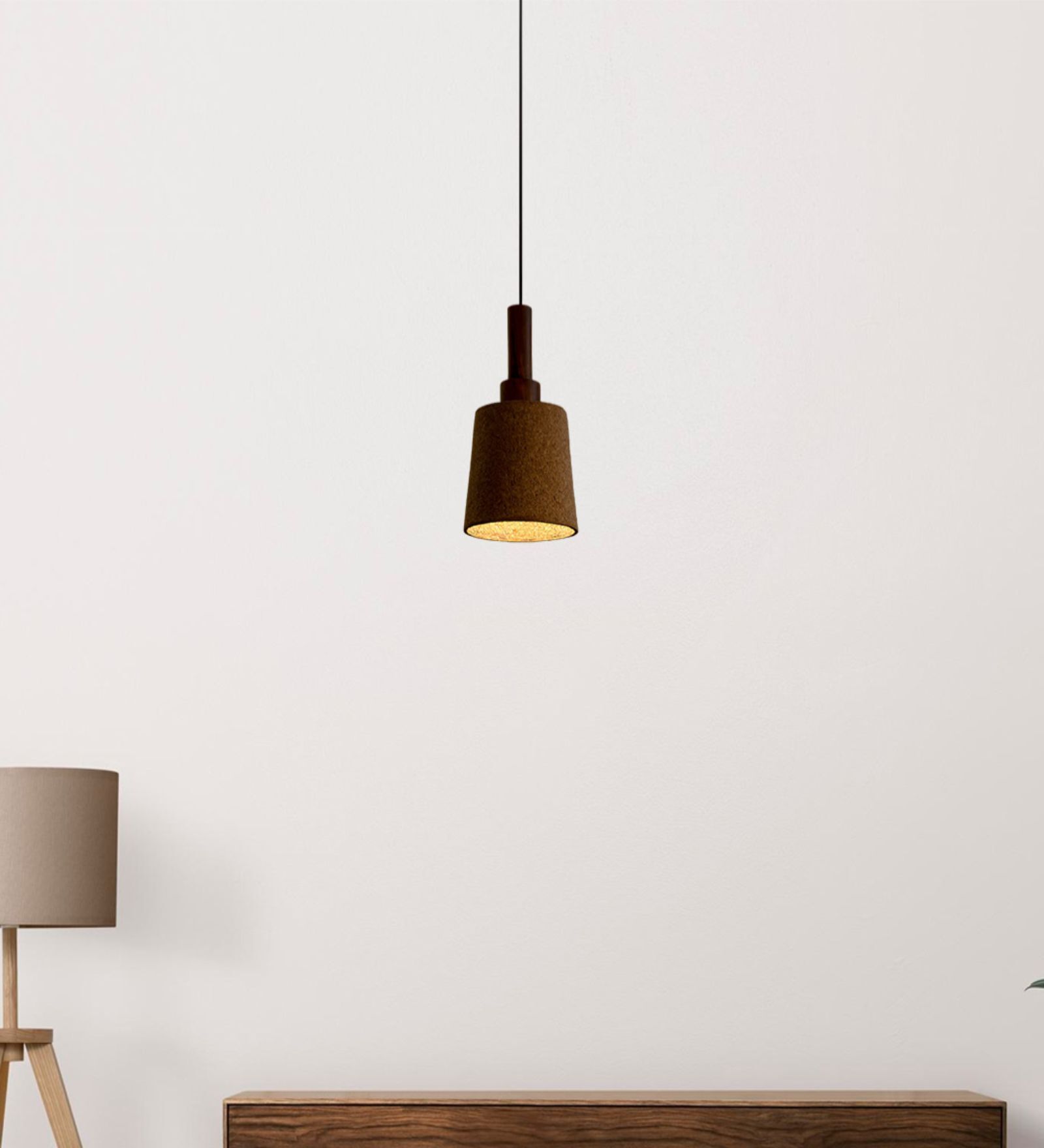 Carmel Stepped Light Dark  Stainless Steel & Cork Pendant Hanging Light