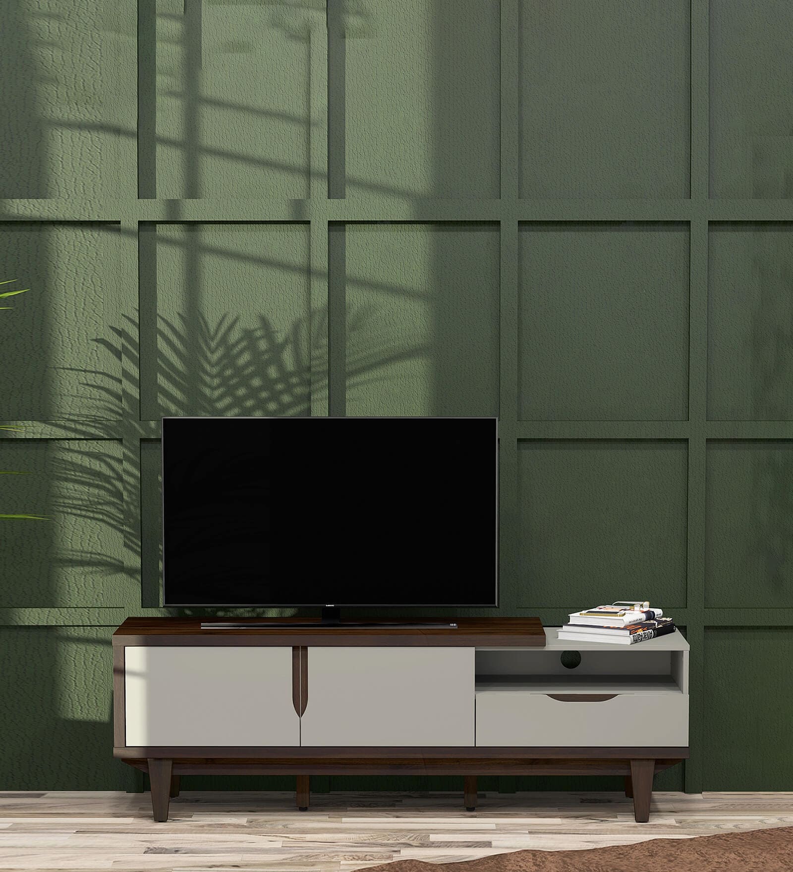 Carmel TV Unit In White & Brown Colour