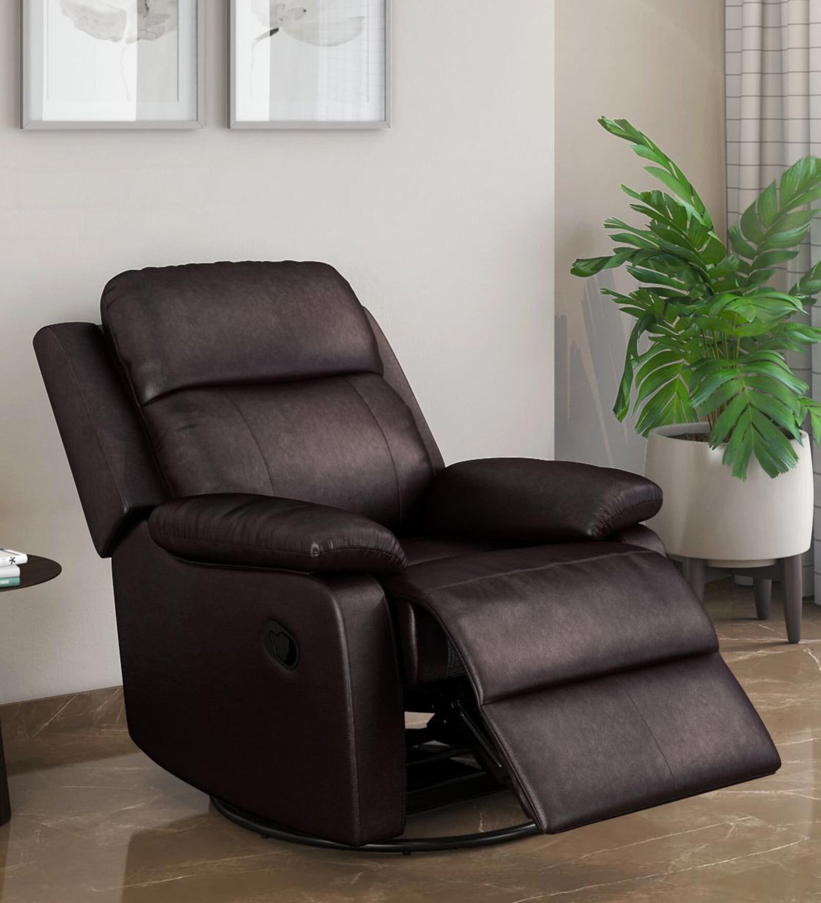 Carolina Leather 1 Seater Manual Recliner In Brown Finish