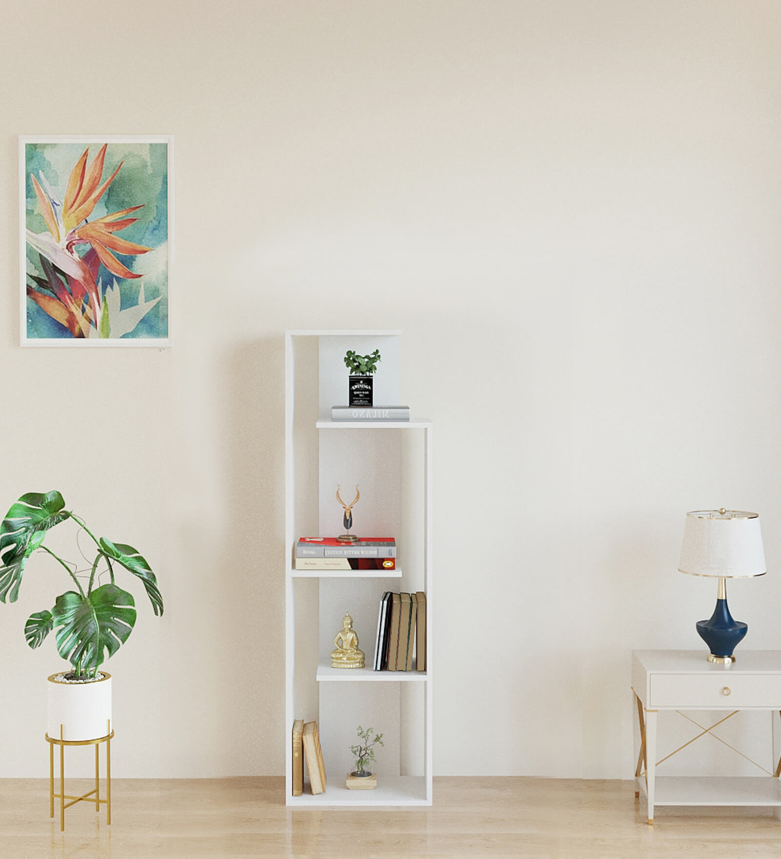 Carron Bookshelf In Frosty White Finish