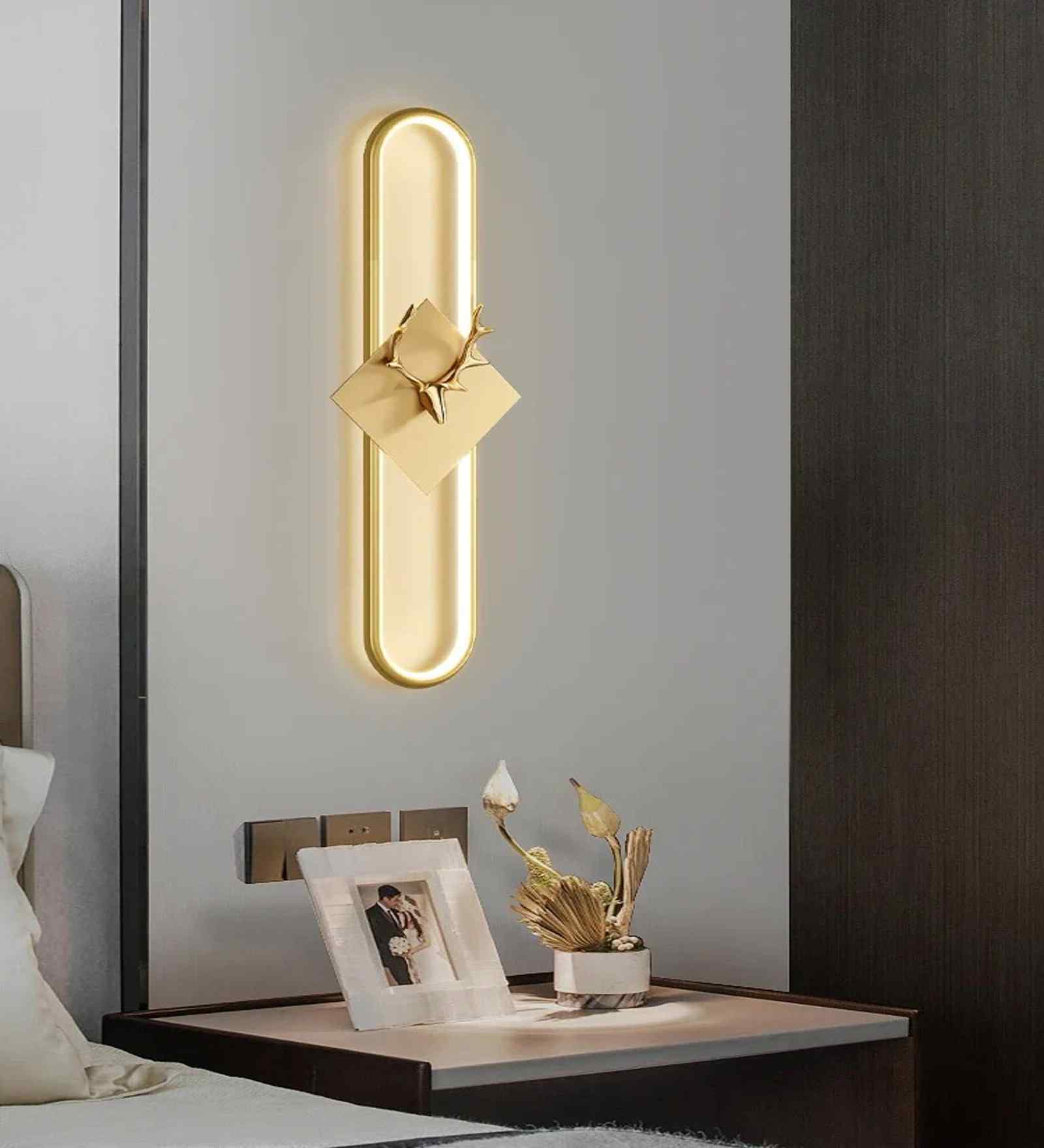 Carter 600mm Deer Head Wall Light Gold Electroplated Body Tri-Color LED Modern Decorative Wall Lamp for Bedroom Living Room