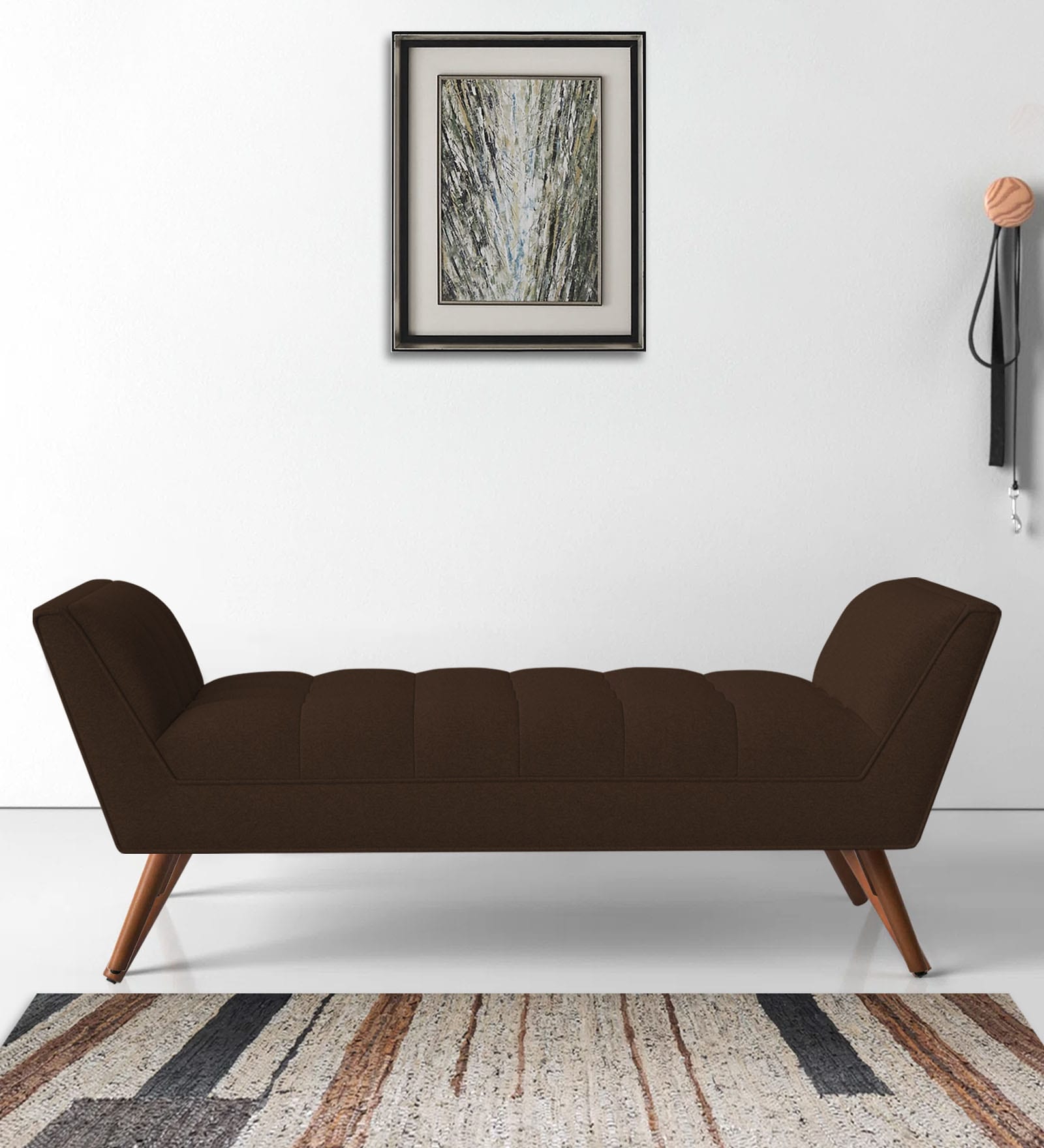 Cartes Fabric Bench in Coffee brown Colour