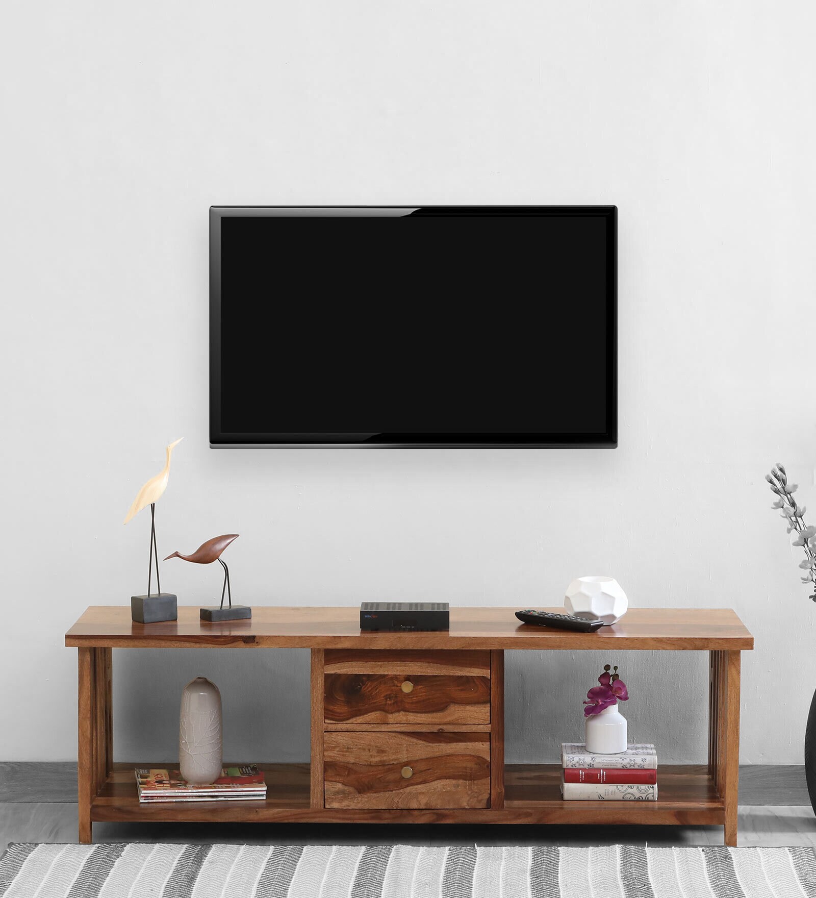 Buy Cartesian Sheesham Wood TV Console for TVs up to 55\ in Rustic Teak ...