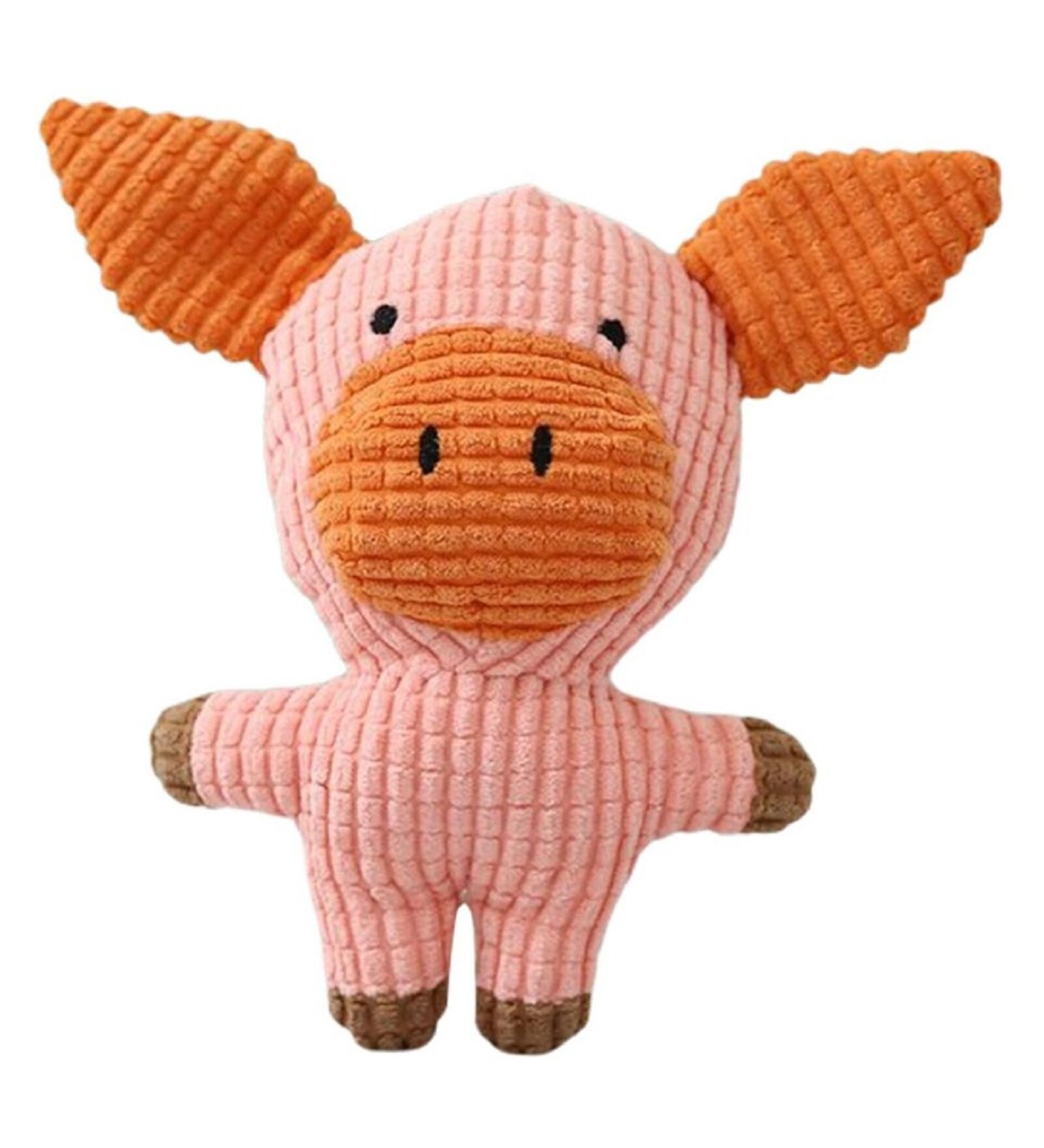 Cartoon Animal Lion Squeaky Pet Toy in  Peach Colour