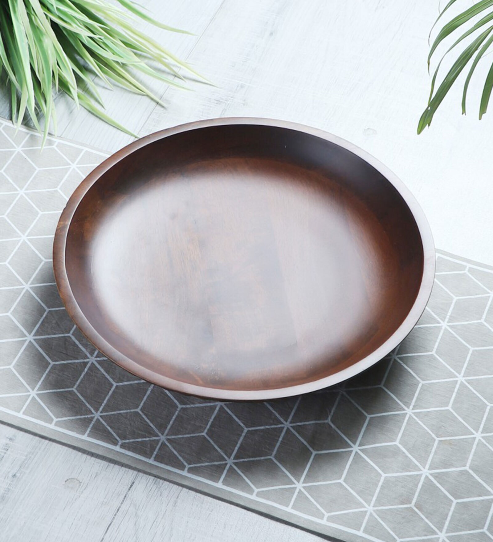 Buy Carved Crust 12 Inch Brown Solid Wood Dinner Plate at 100 OFF by