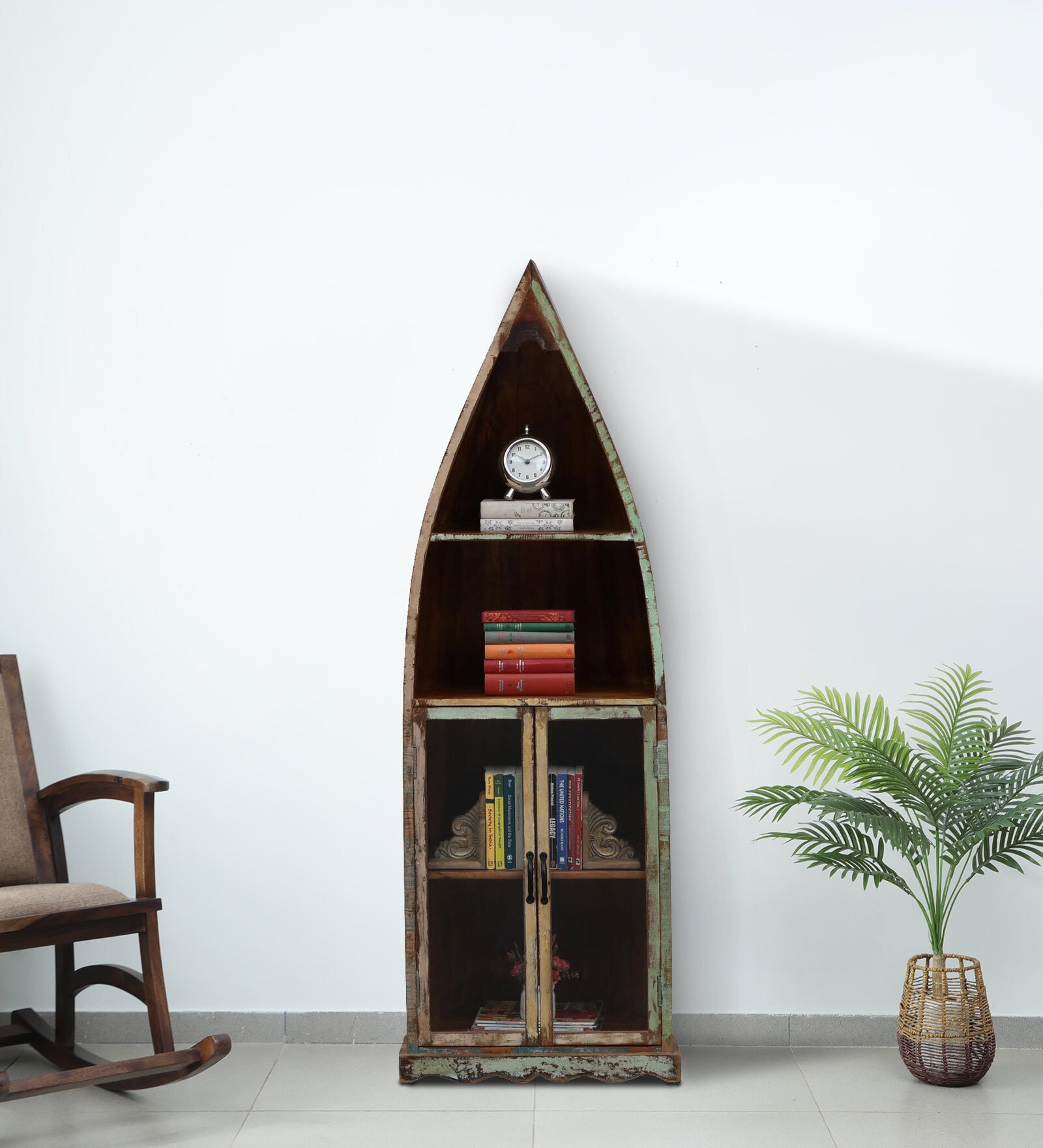 Carvel Solid Wood Book Case in Distress Finish