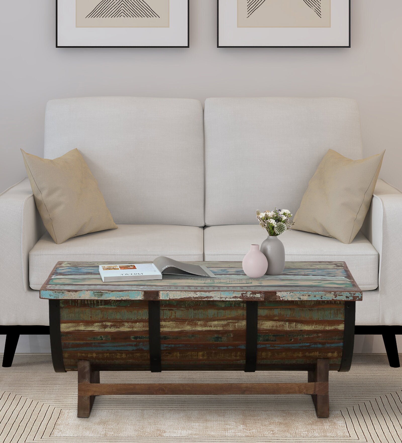 Carvel Solid Wood Coffee Table In Distressed Finish Carvel Solid Wood Coffee Table In Distressed Finish