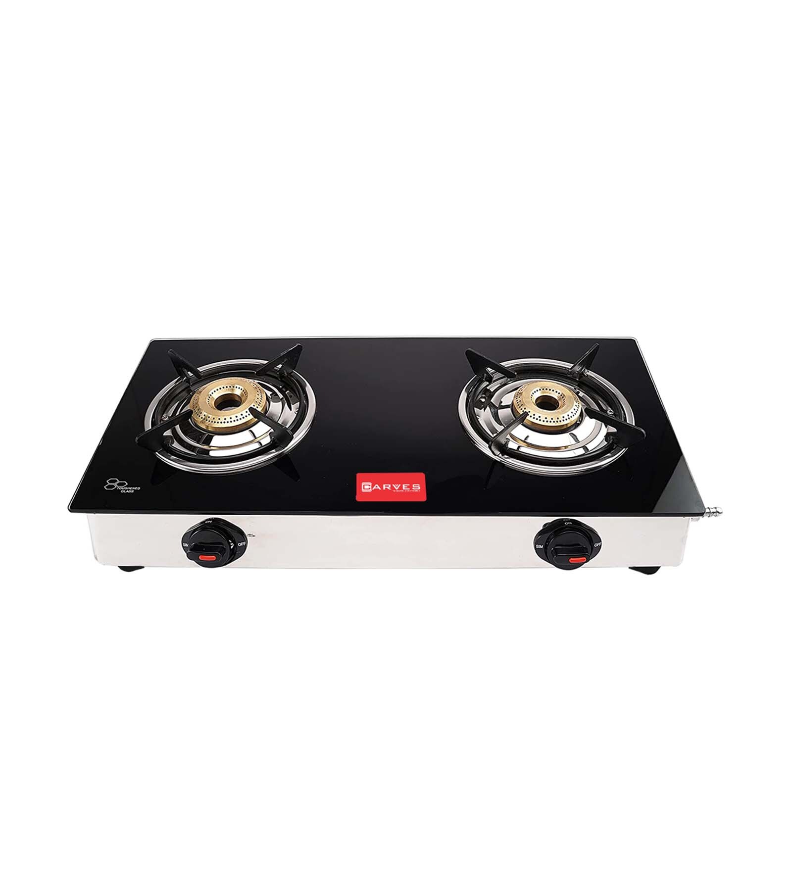 CARVES 2 Burner Nano Gas Stove with toughened Glass top & Rich Matt Steel Body (ISI Certified)