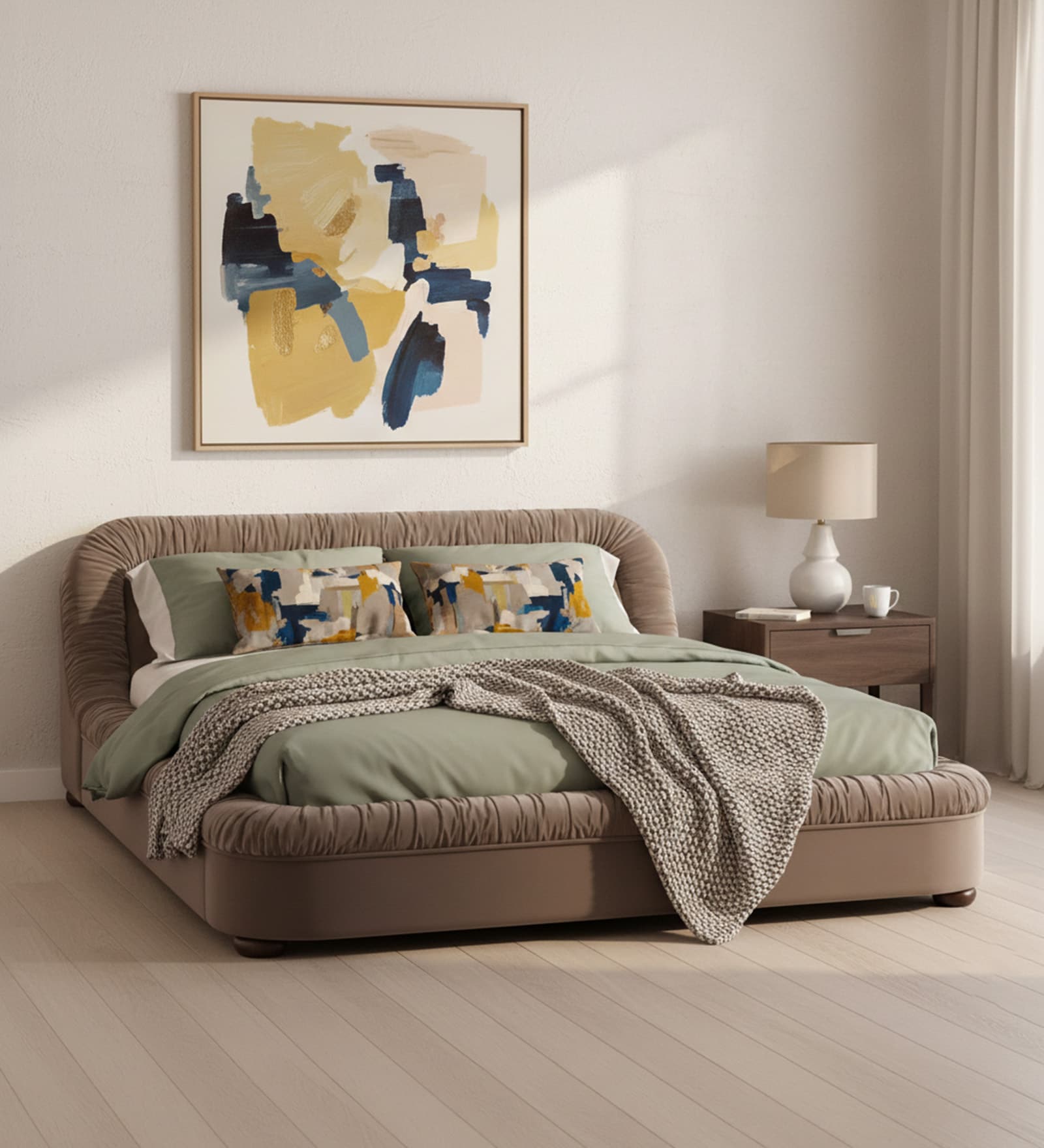 Casa Haven Relax Bed in velvet With Engineered Hardwood Frame & Hydraulic Storage