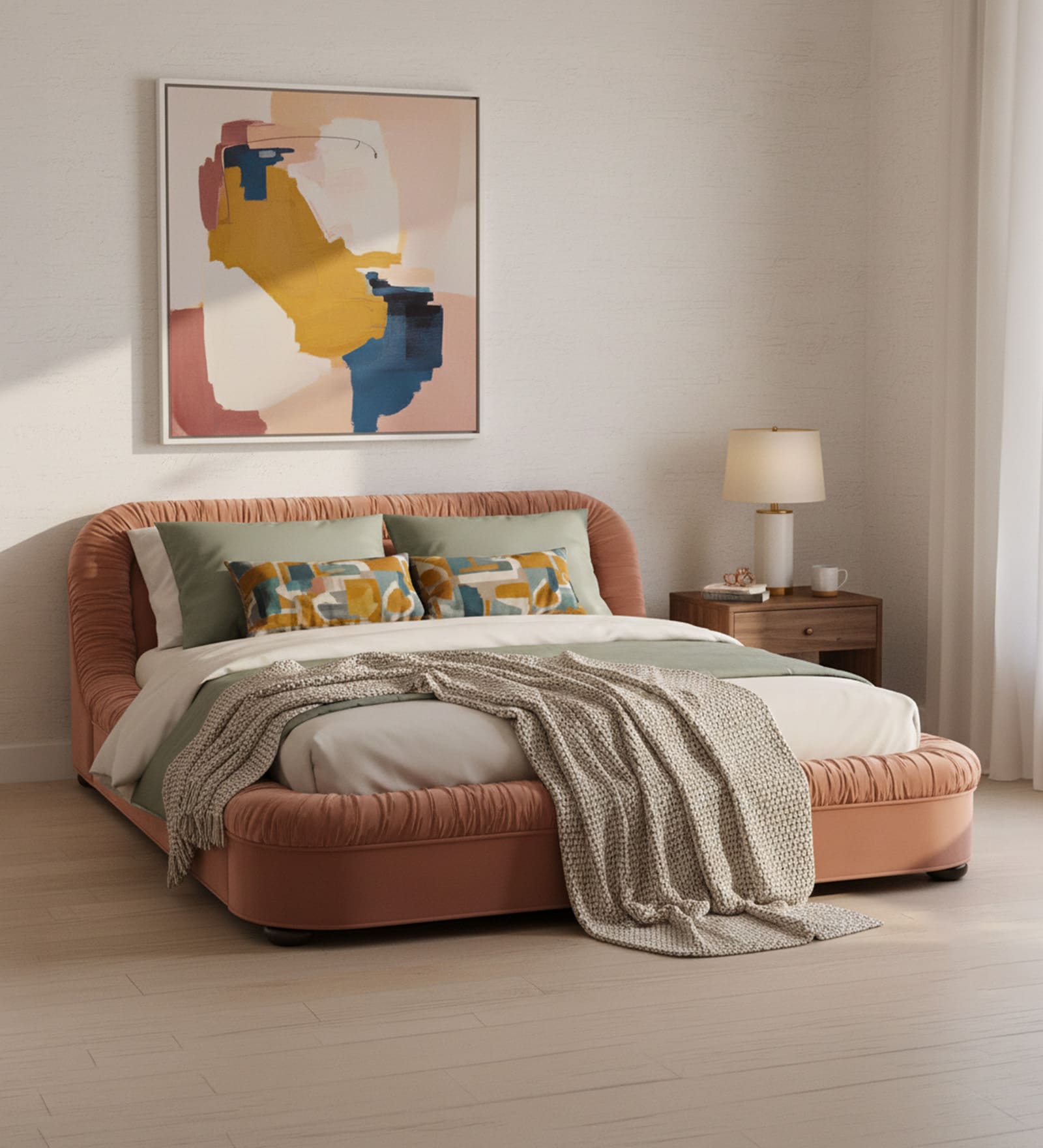 Casa Haven Relax Bed in velvet With Engineered Hardwood Frame & Hydraulic Storage