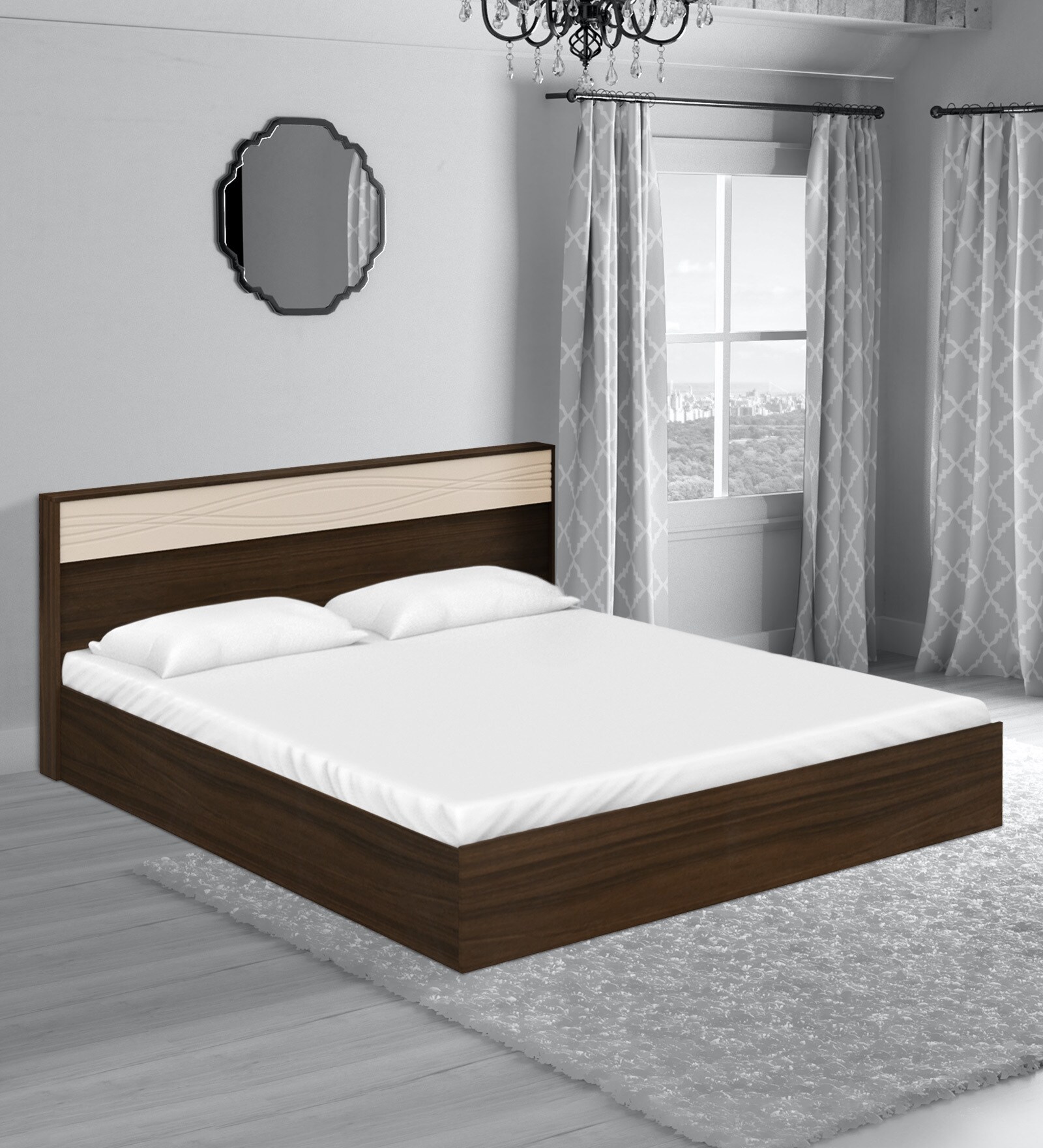 Casablanca King Size Bed with Storage in Dark Walnut Finish
