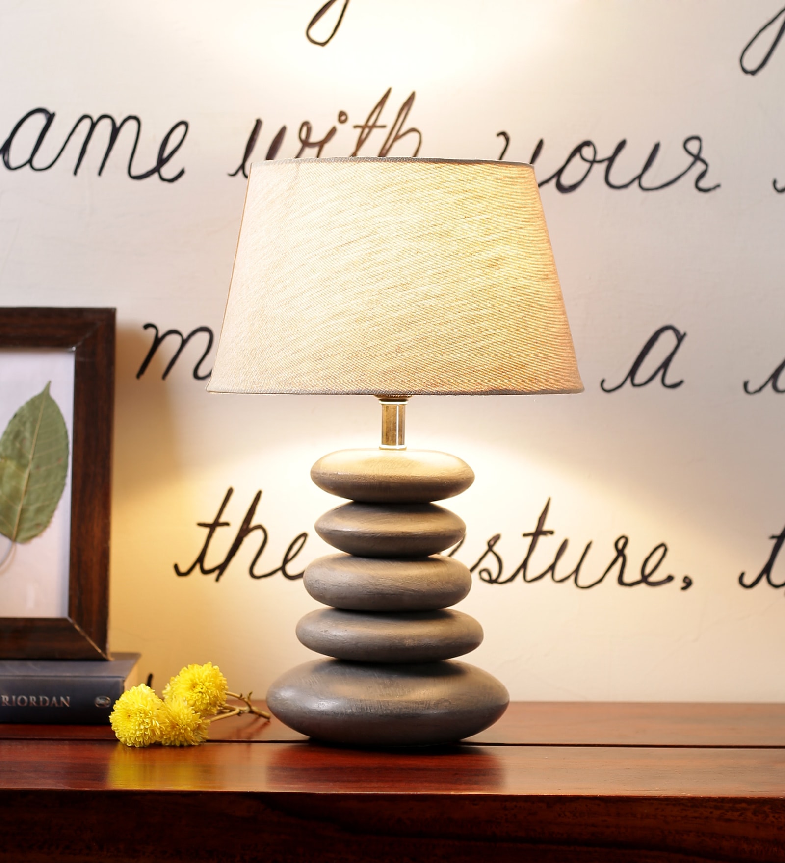Jieun White Fabric Shade Table Lamp With White Base -