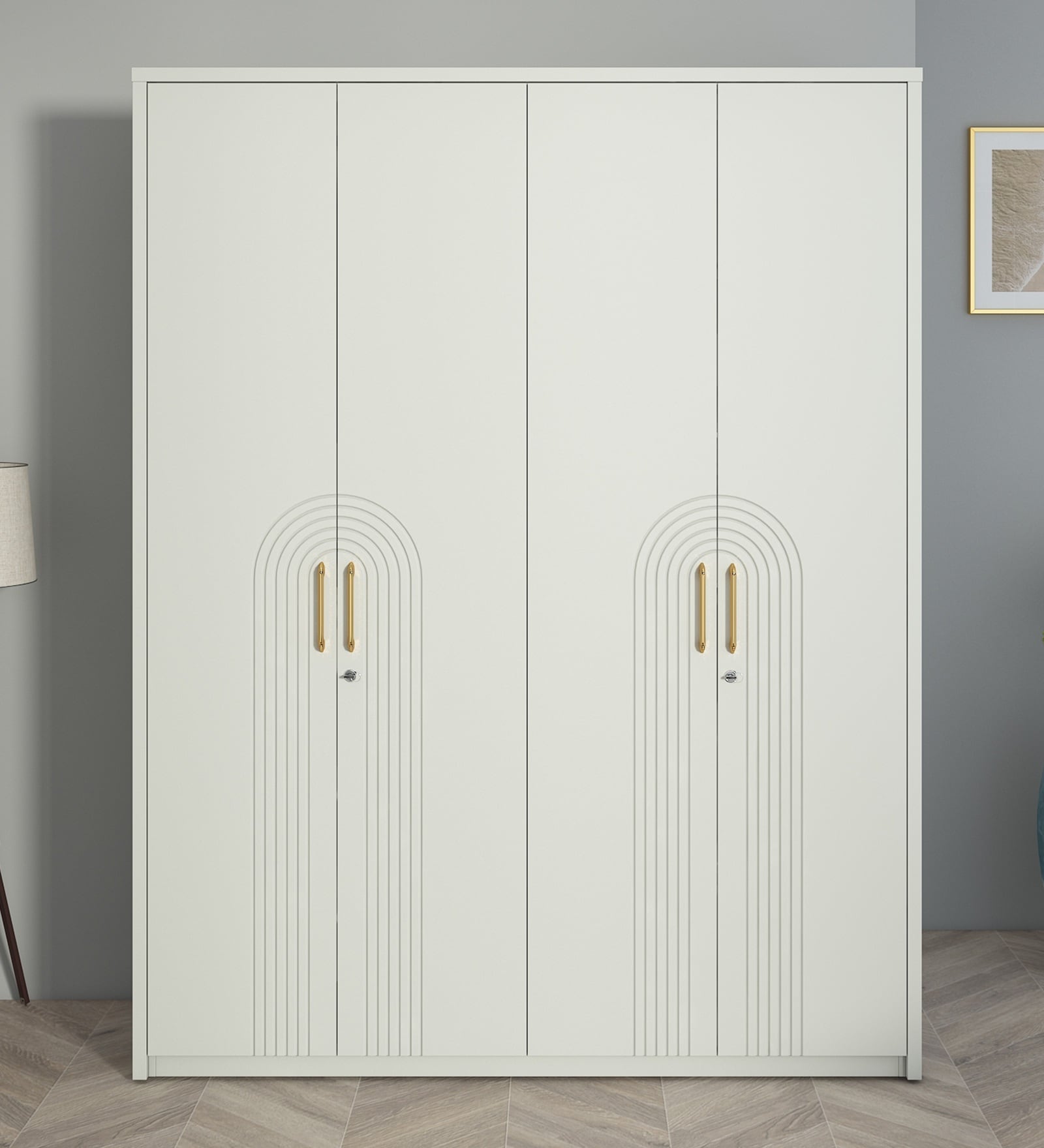 Casada 4 Door Wardrobe With Drawer & Locker In Pumic Grey Finish