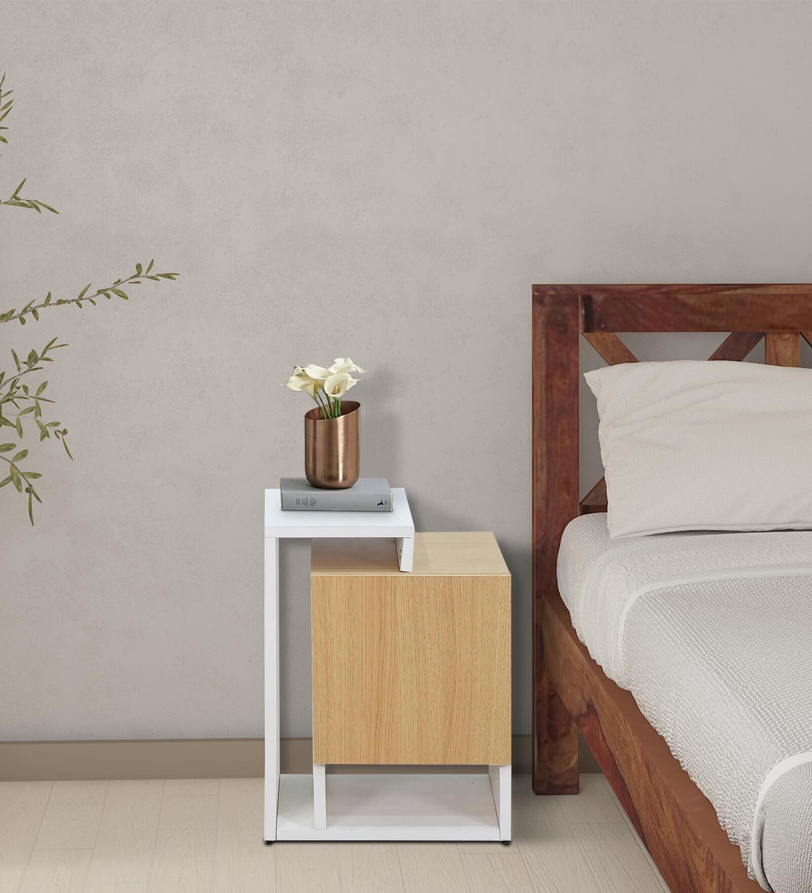 Casada Bedside Table In Natural Finish With Drawer