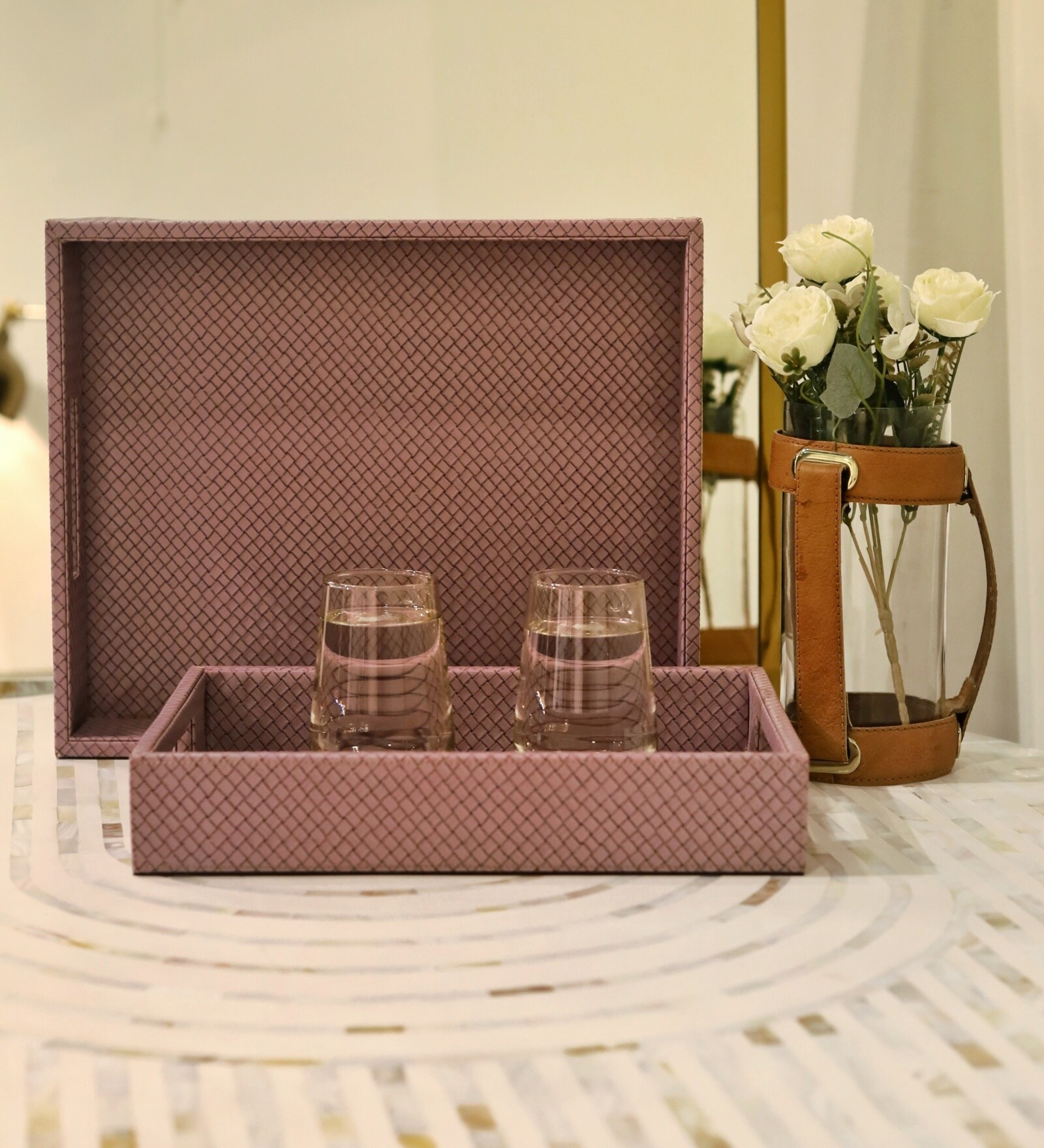 CasaGold Lavender Leather Tray