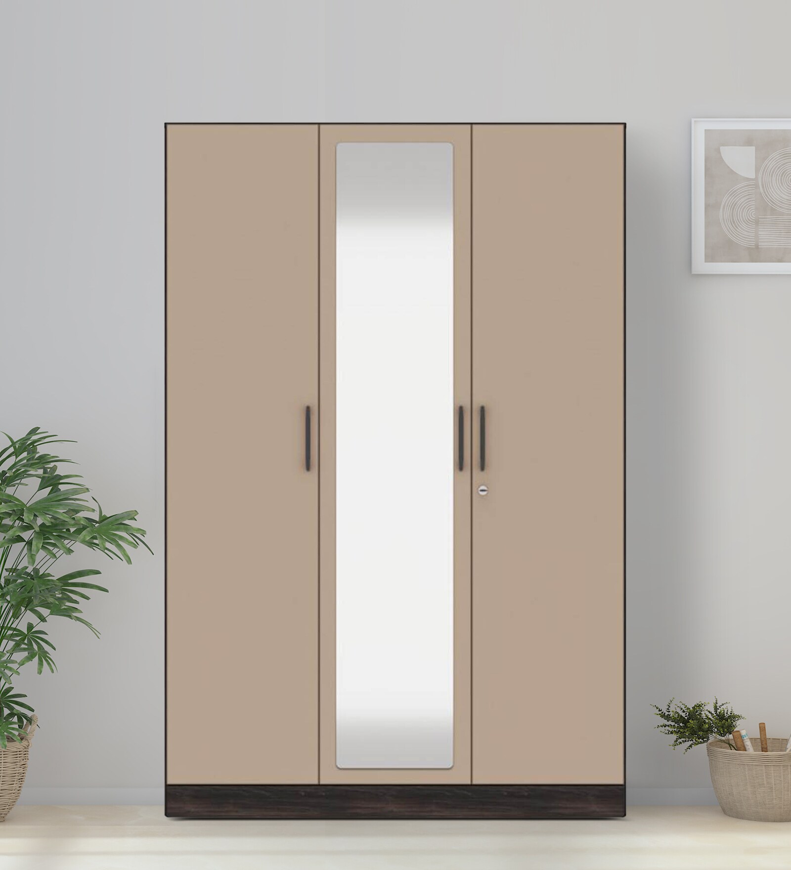Cashmere 3 Door Wardrobe In Wyoming Maple & Frappe Finish with Mirror