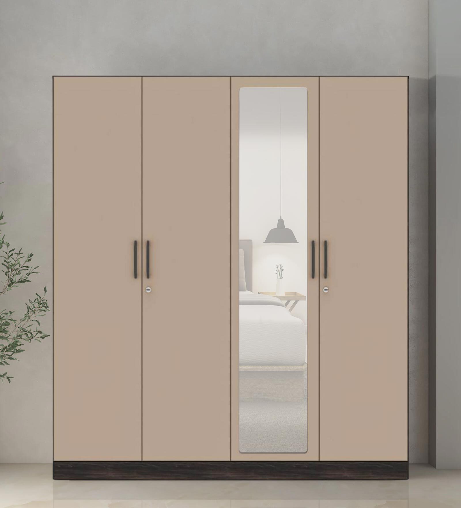 Cashmere 4 Door Wardrobe In Wyoming Maple & Frappe Finish with Mirror Cashmere 4 Door Wardrobe In Wyoming Maple & Frappe Finish with Mirror