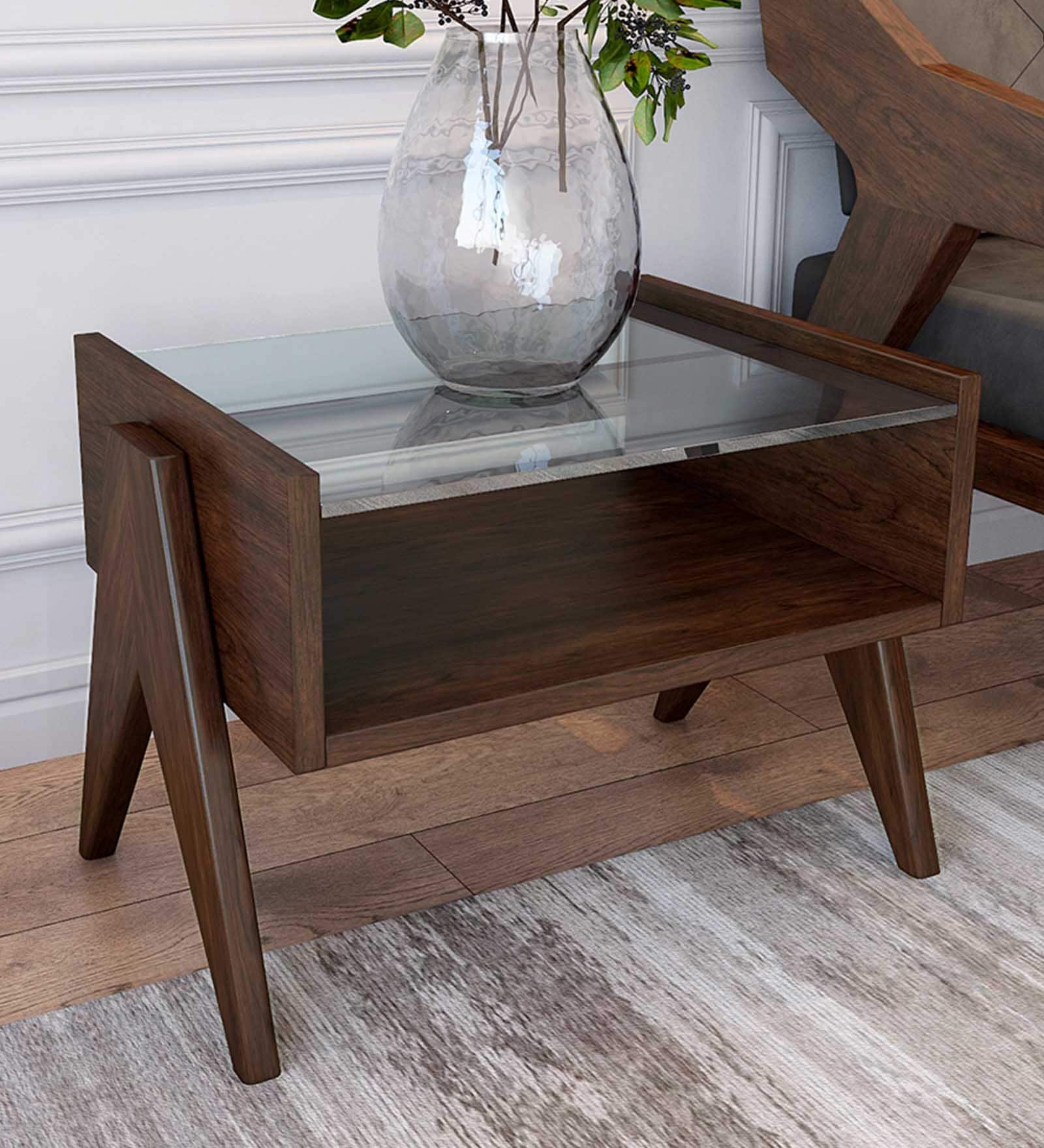 Casper Bed Side Table In Brown Finish