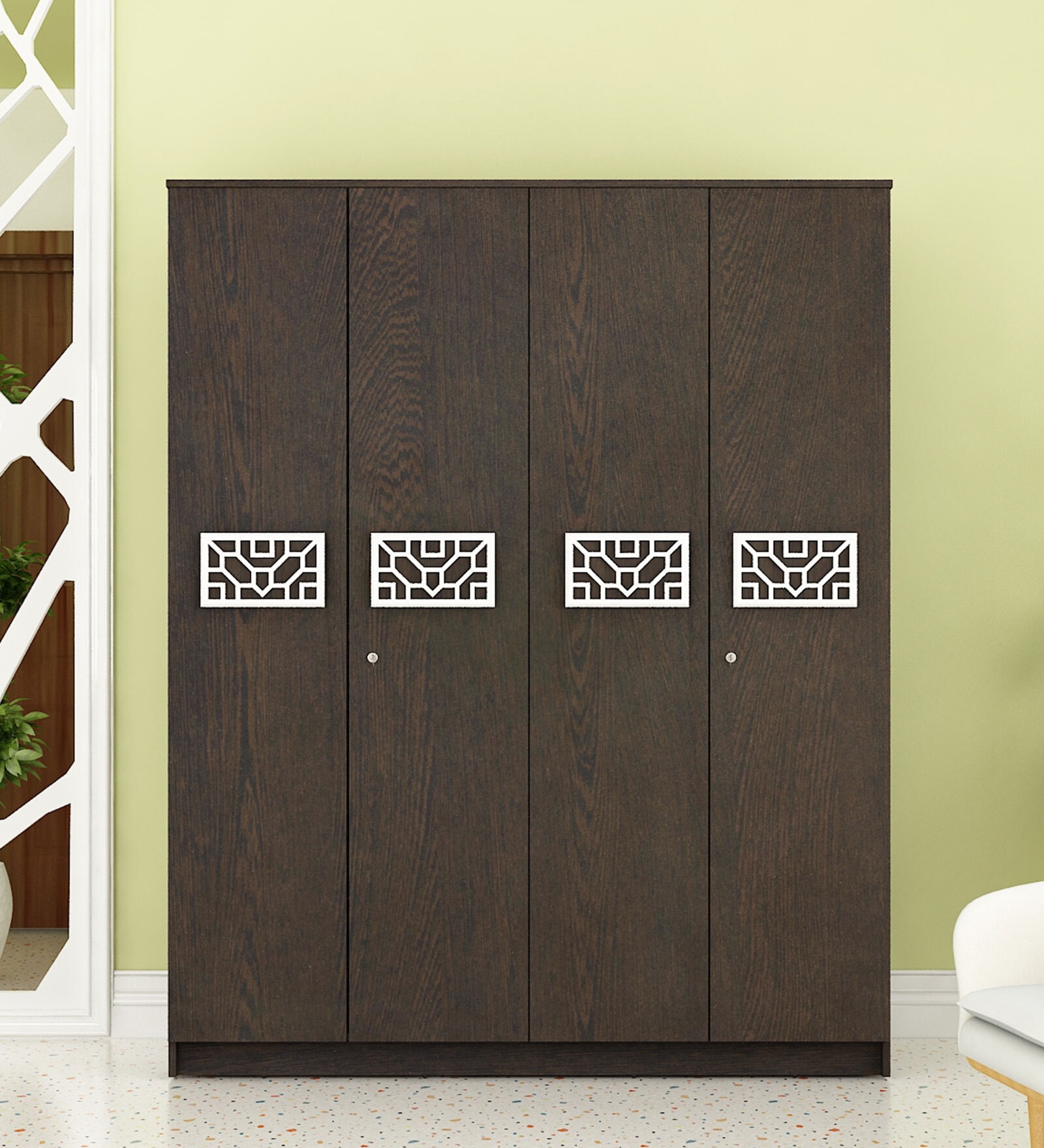 Castle 4 Door Wardrobe in Dark Wenge Colour