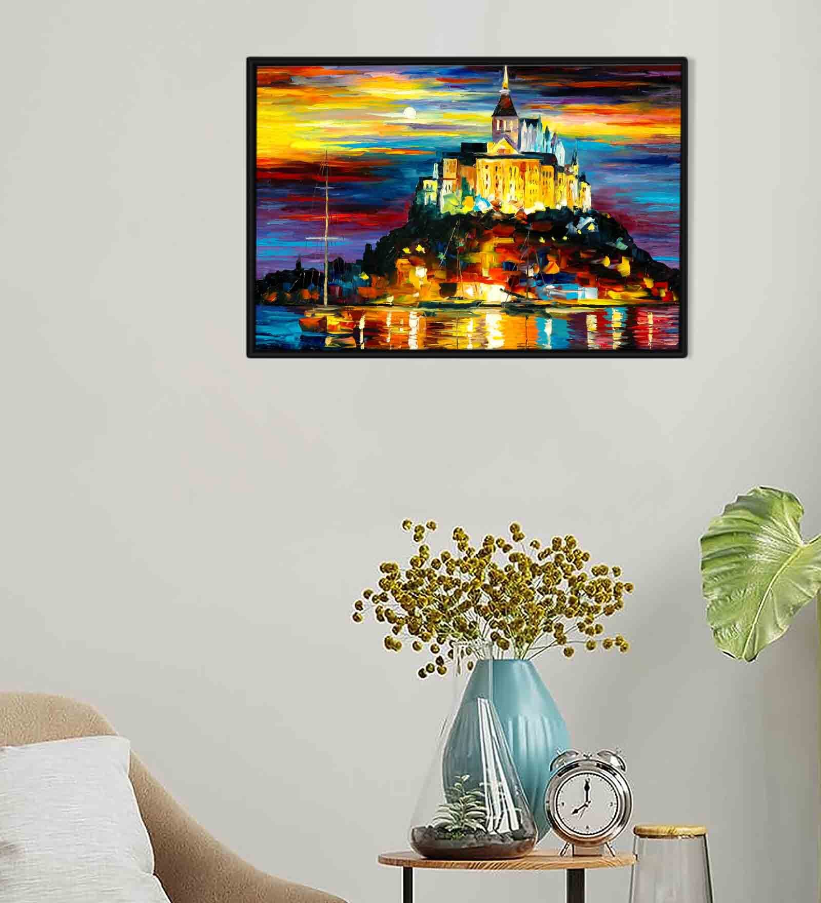 Castle Street Multicolour Synthetic Wood Framed Canvas Wall Painting