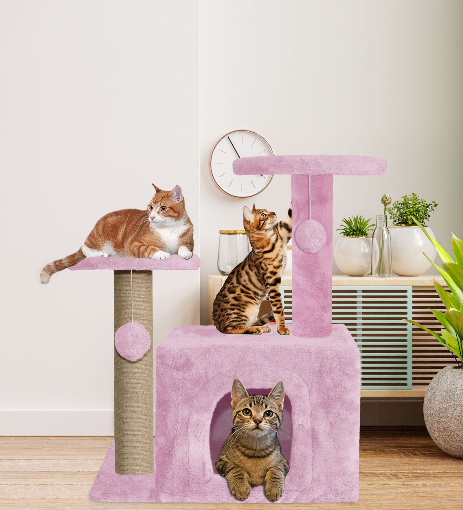 Buy Fun Time Pink Fabric & MDF Cat Tree at 67 OFF by Hiputee Pepperfry