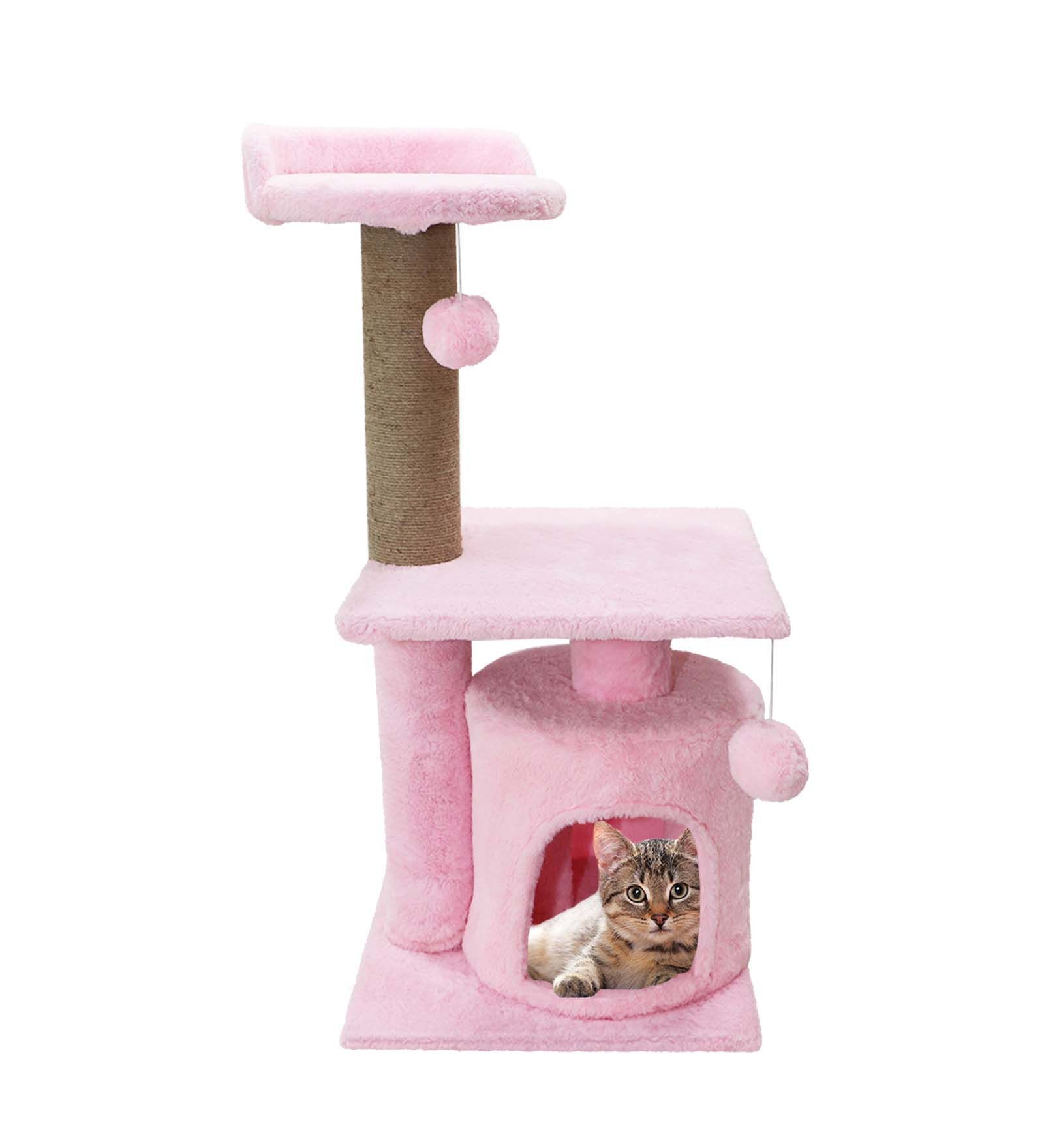 Leveled Pink MDF & Rope Cat Tree
