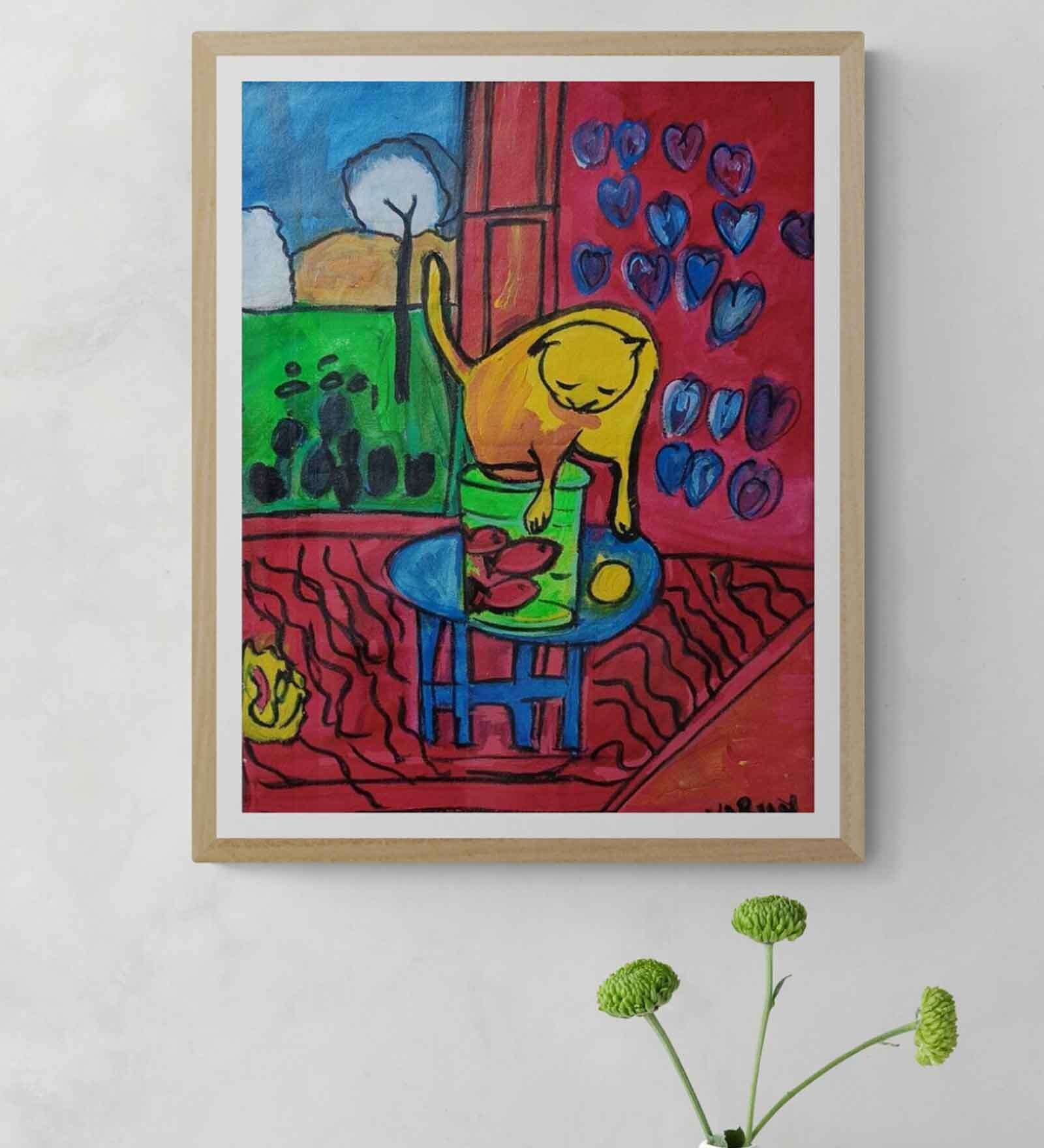 Catching Fish Handmade Acrylic Paint On Canvas Unframed