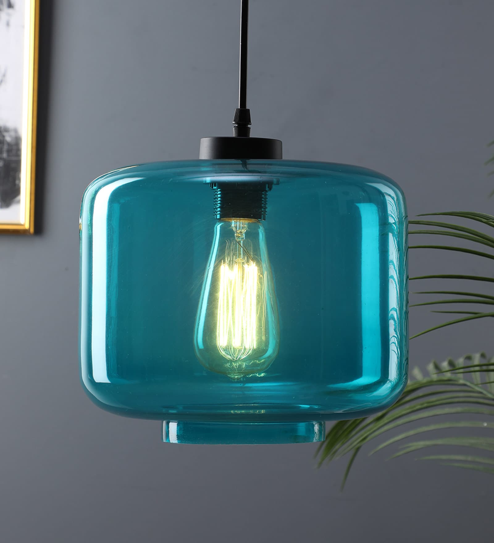 Kilda Cauca Blue Glass Hanging Light