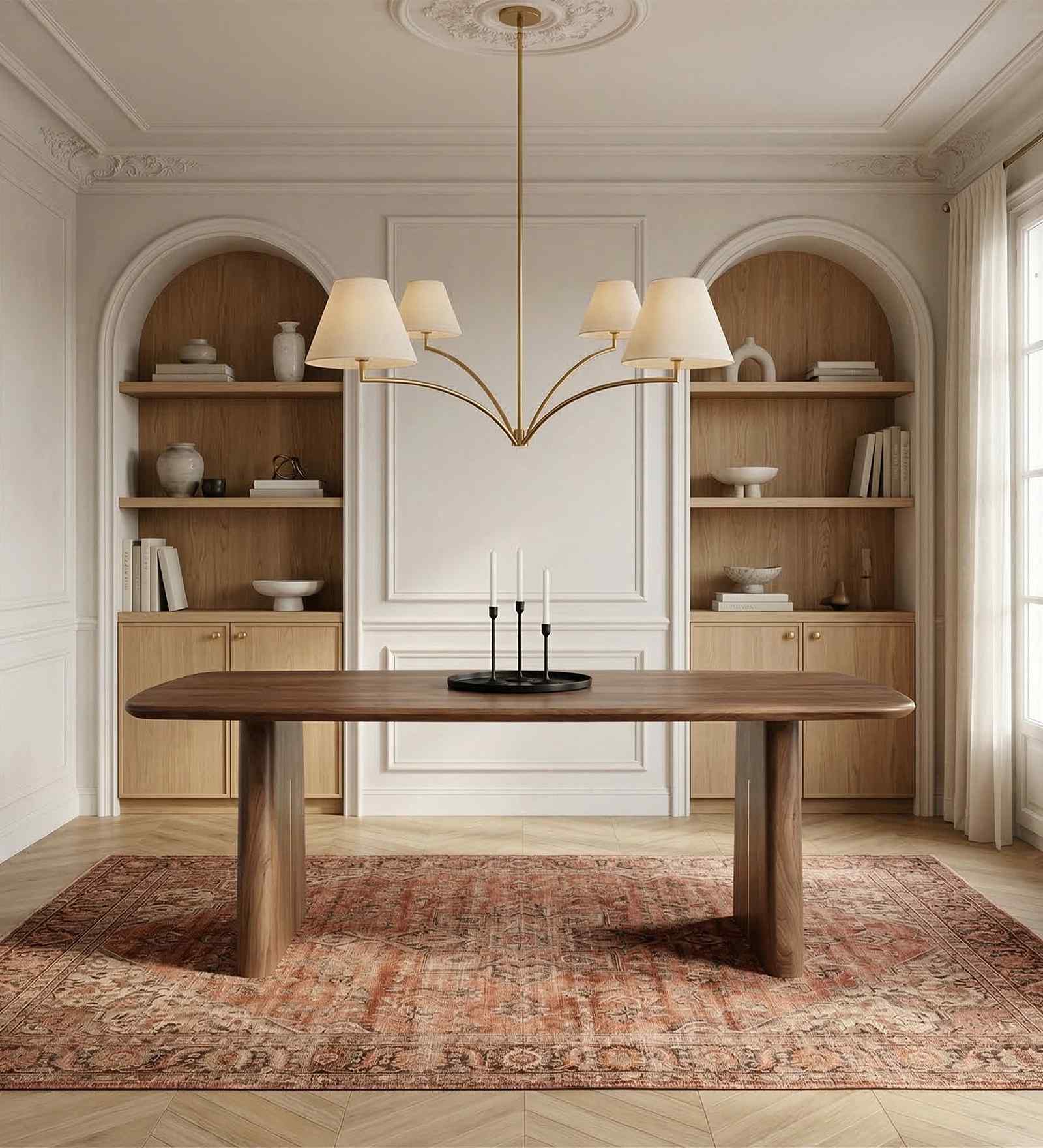 Cavallo 6 Seater Dining Table In American Walnut Wood Finish