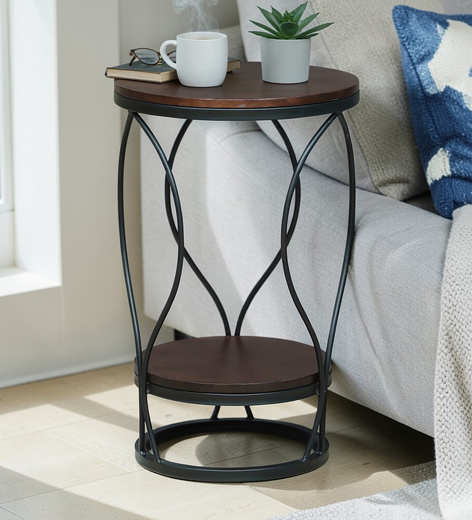 Cavos Metal End Table In Black Colour