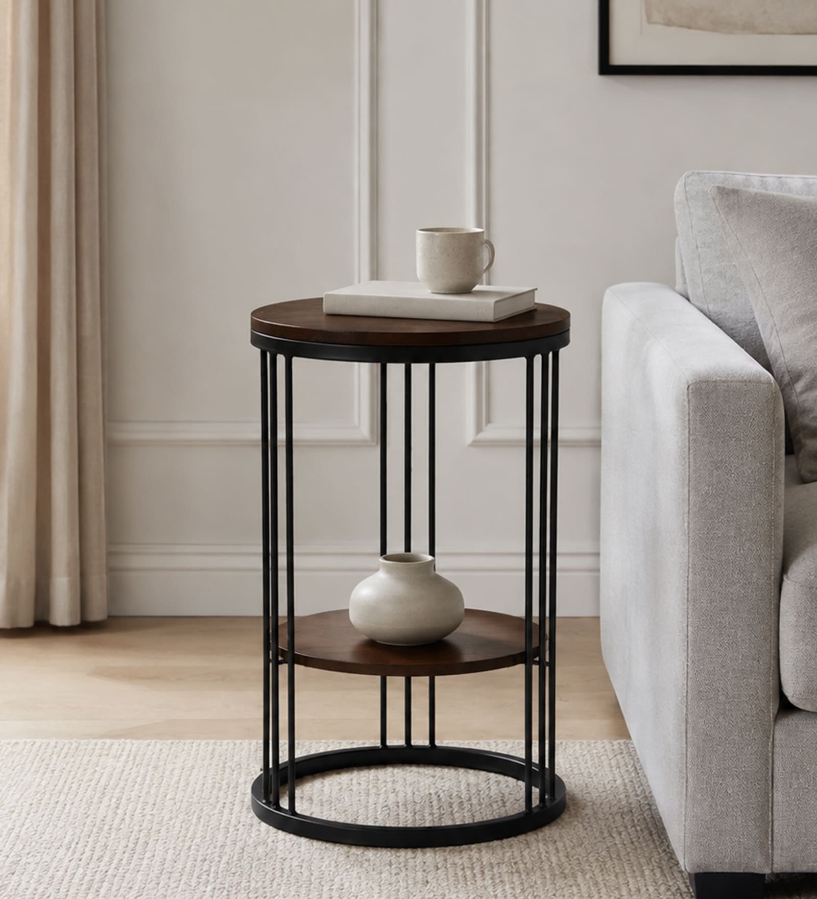 Cavos Metal Round End Table In Black Colour Cavos Metal Round End Table In Black Colour