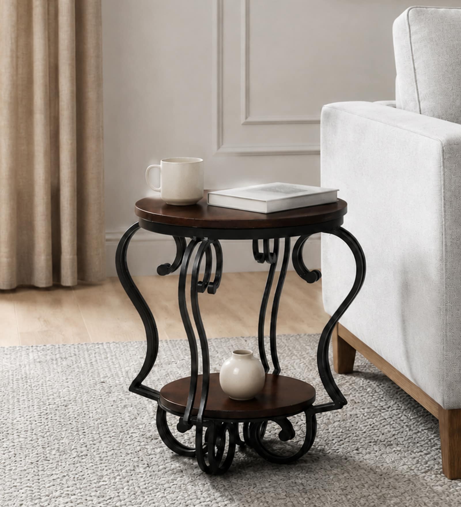 Cavos Metal Round End Table In Black Finish Cavos Metal Round End Table In Black Finish