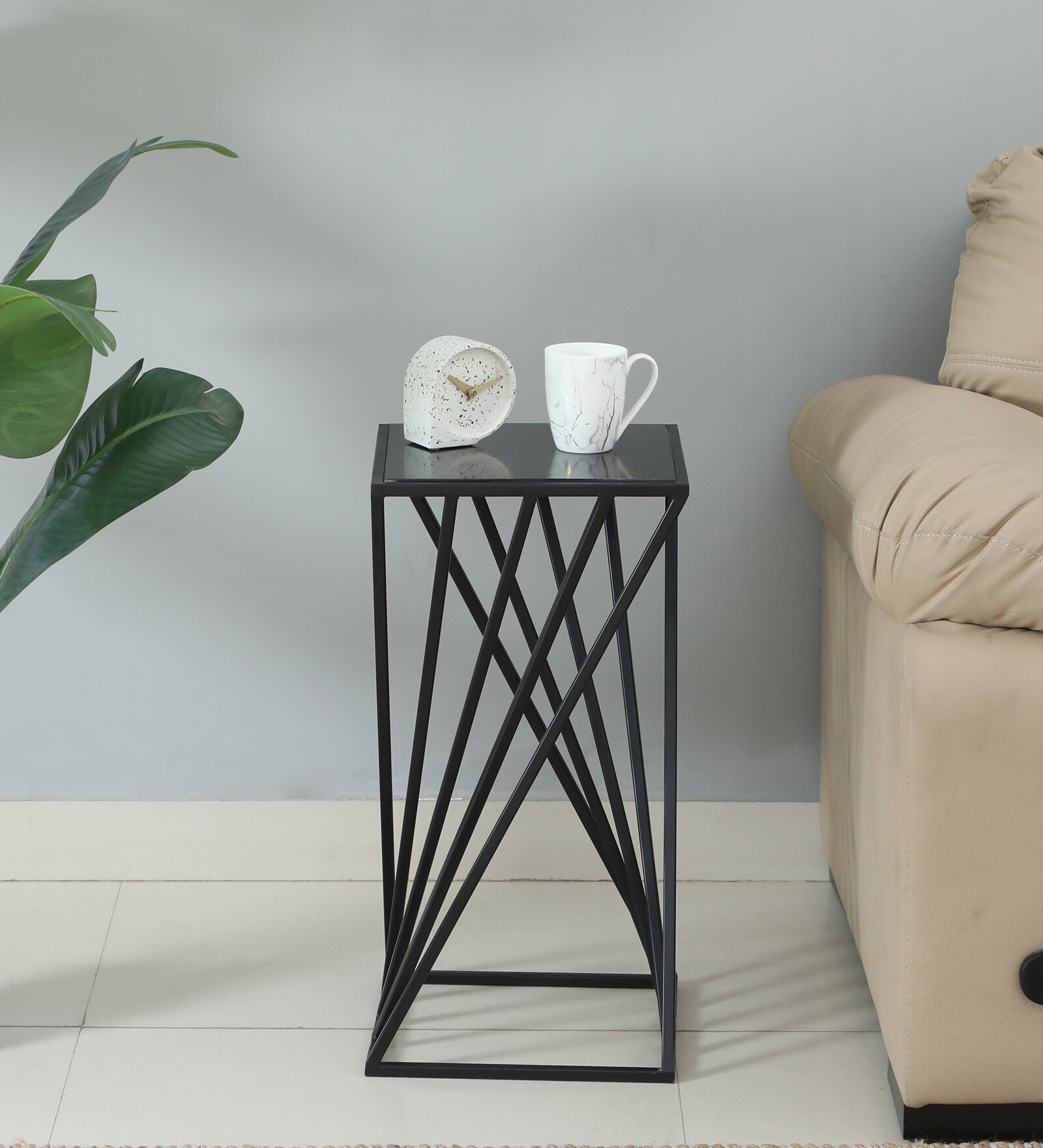 Cavos Metal Side Table In Black Finish