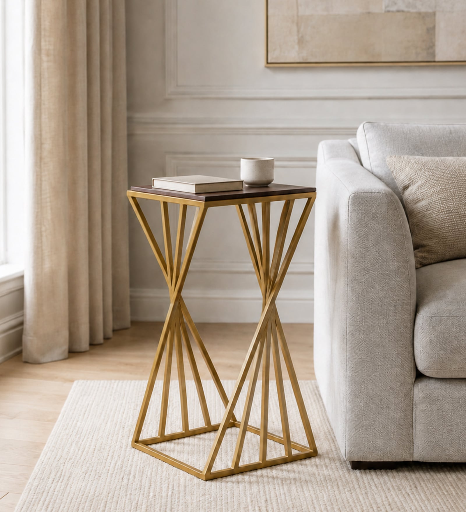 Cavos Metal Side Table In Gold Finish Cavos Metal Side Table In Gold Finish