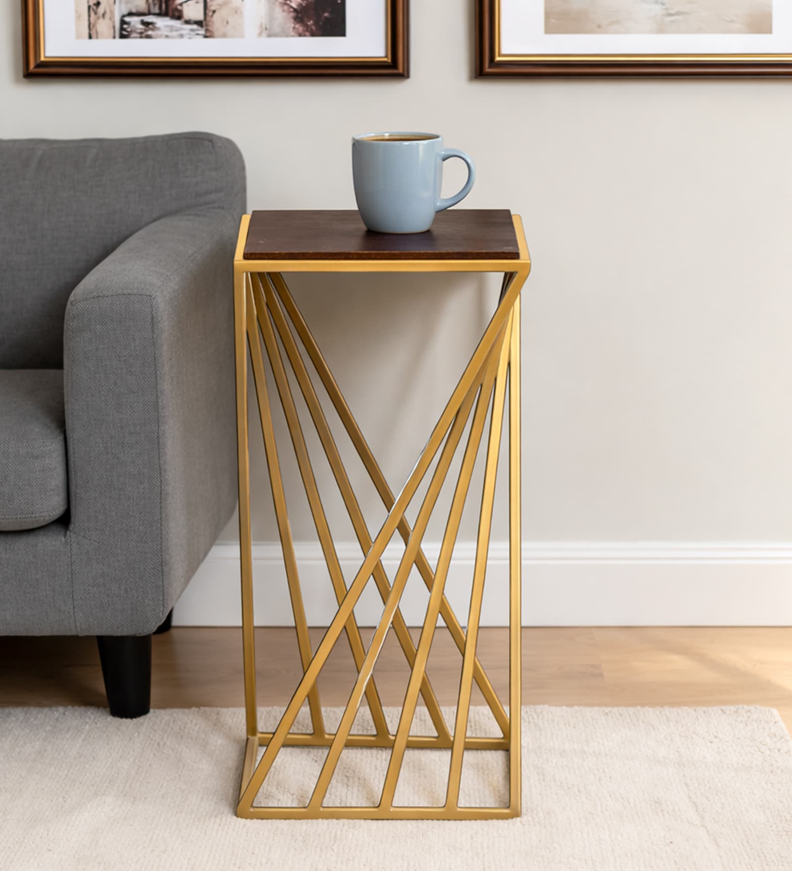 Cavos Metal Side Table In Gold Finish Cavos Metal Side Table In Gold Finish