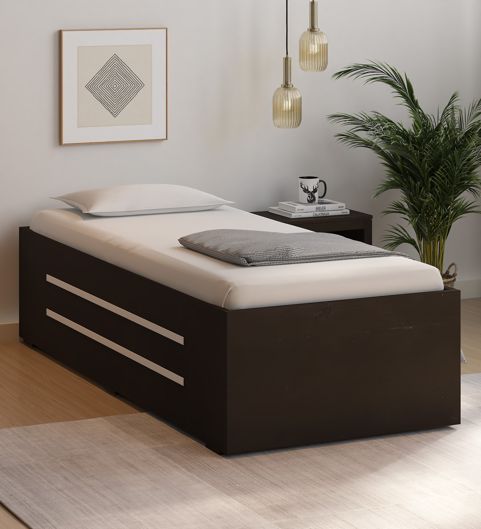 Buy Cavour Single Bed in Wenge Finish with Box Storage at 24 OFF by