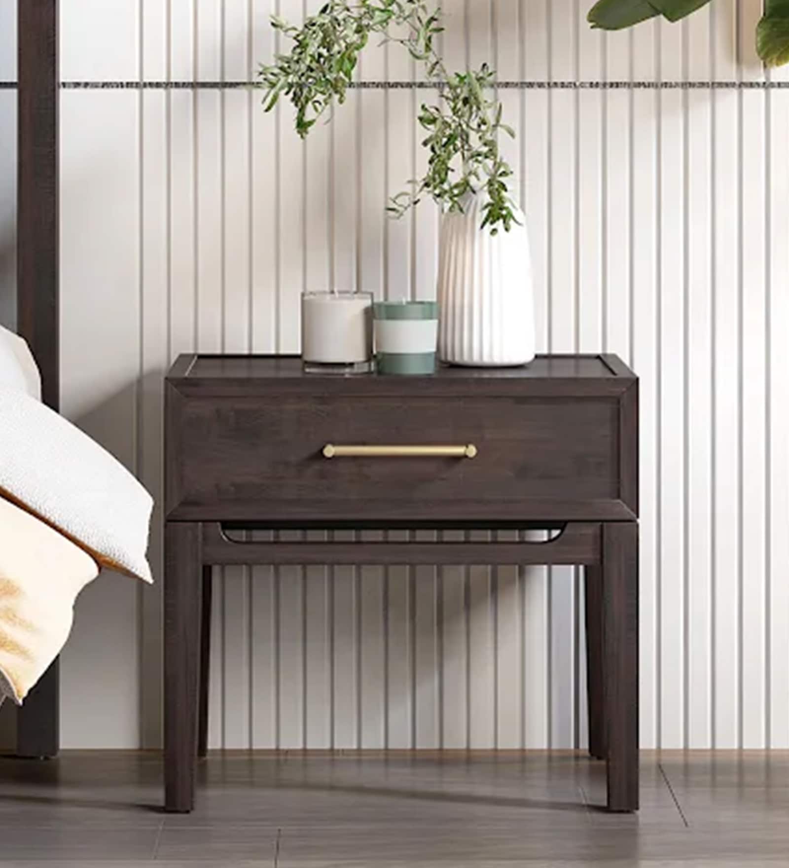 Cayman Bed Side Table In Grey Finish