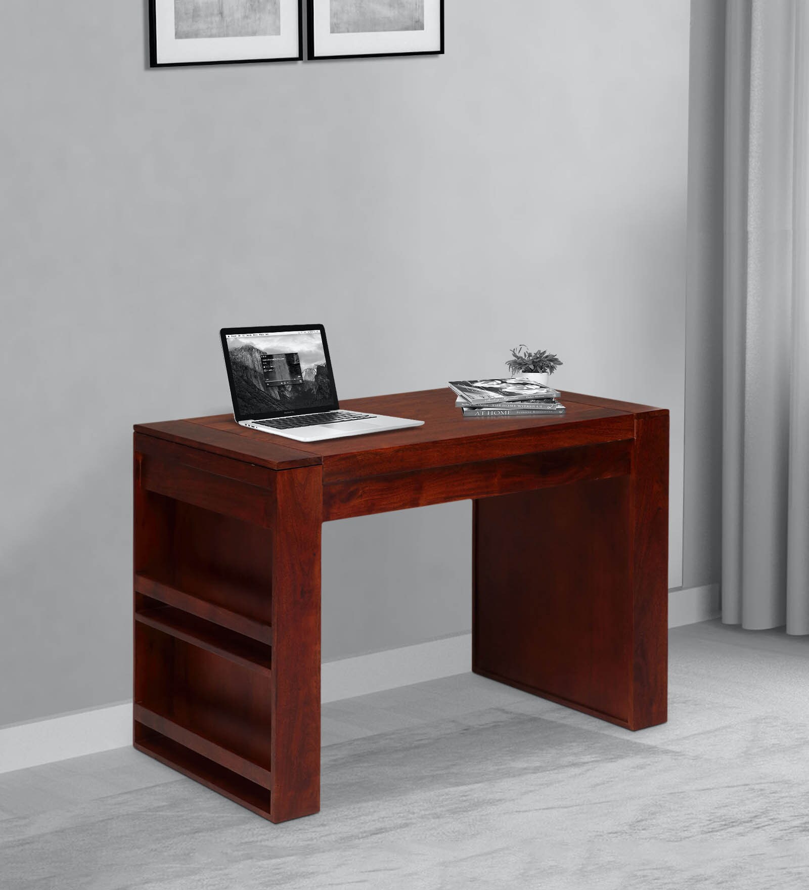 Buy Cayson Study Table With Book Rack in Honey Colour by Evok Online