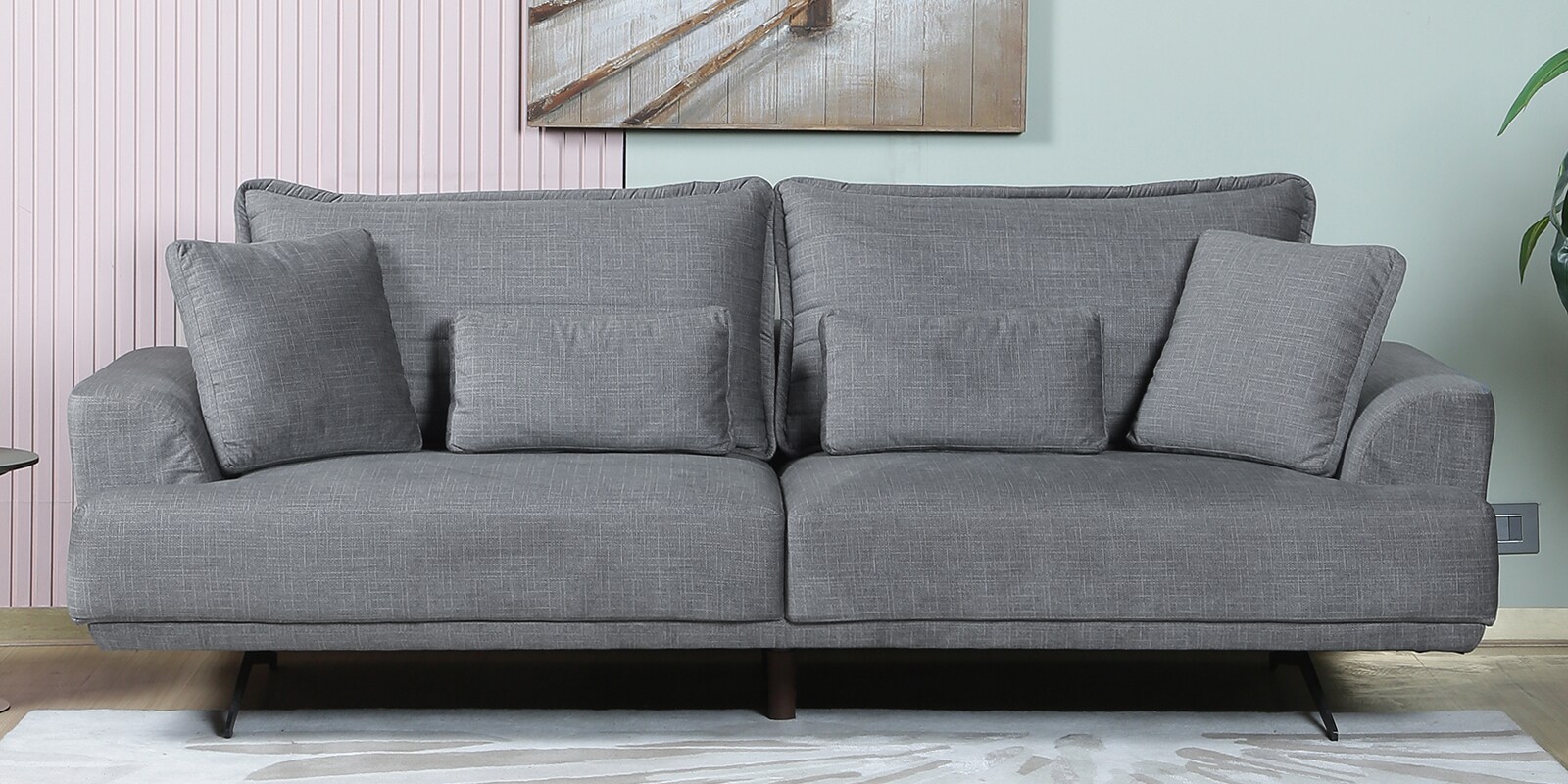 Calgary Fabric 3 Seater Sofa In Grey Colour With Adjustable Back