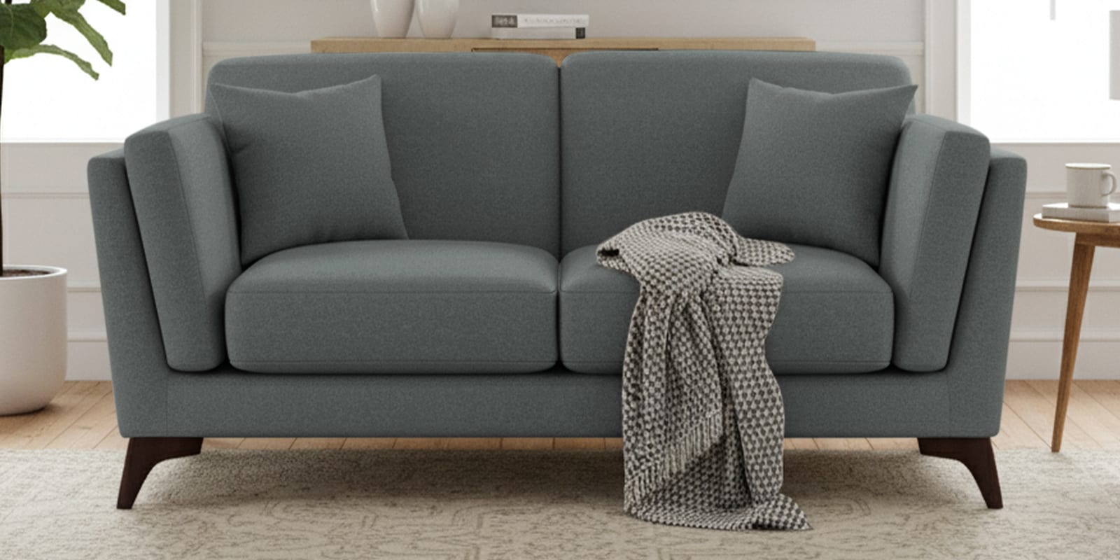 Candy Fabric 2 Seater Sofa in Nimbus Grey Color