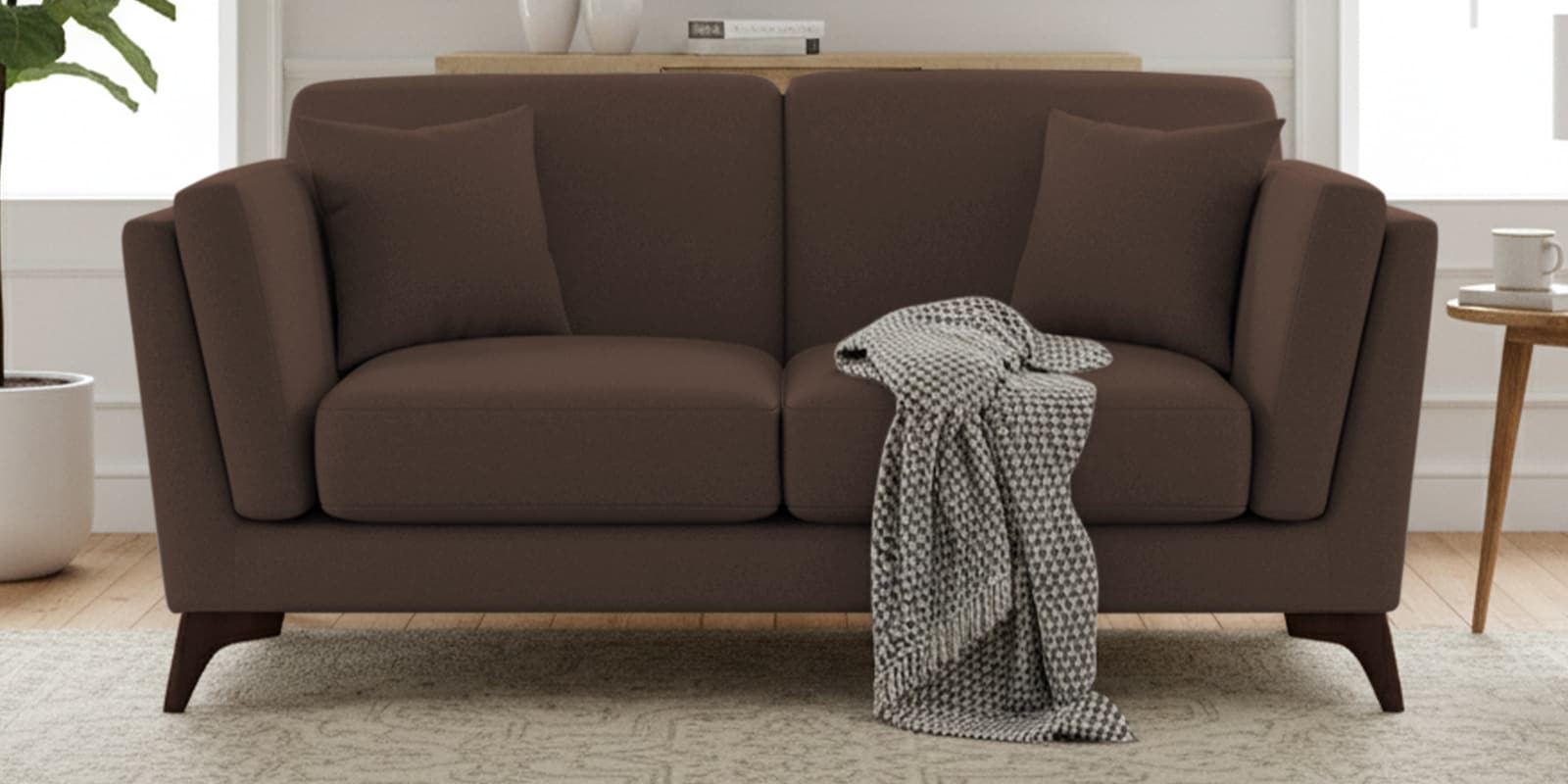Candy Fabric 2 Seater Sofa in Beaver Brown Color