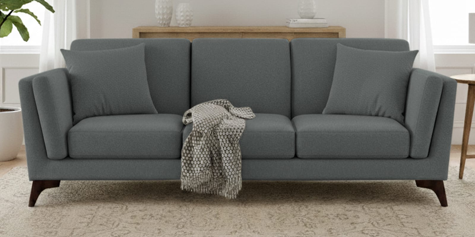 Candy Fabric 3 Seater Sofa in Nimbus Grey Color
